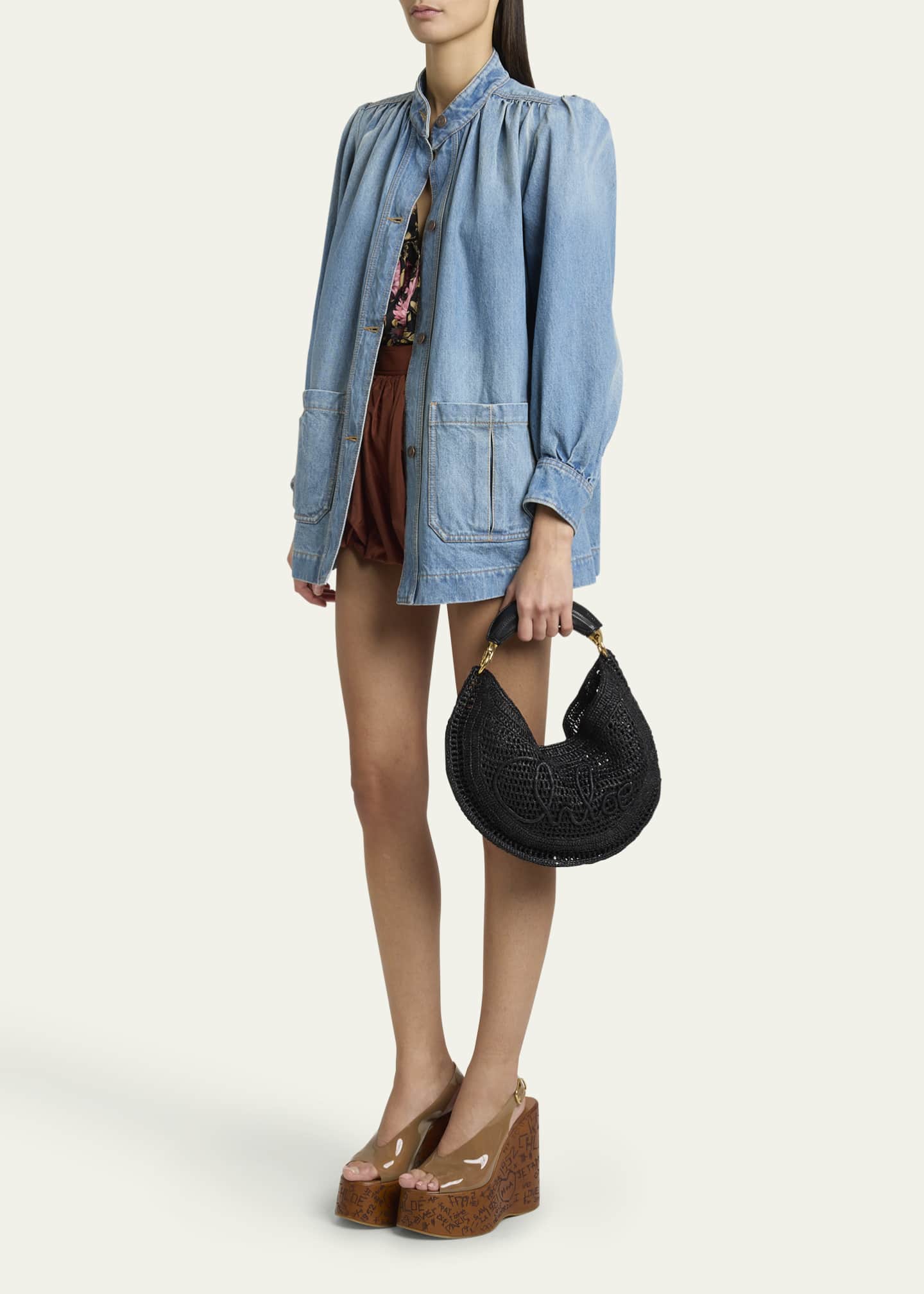 Chloe Summer Banana Top-Handle Bag in Crochet Fabric Image 5 of 6