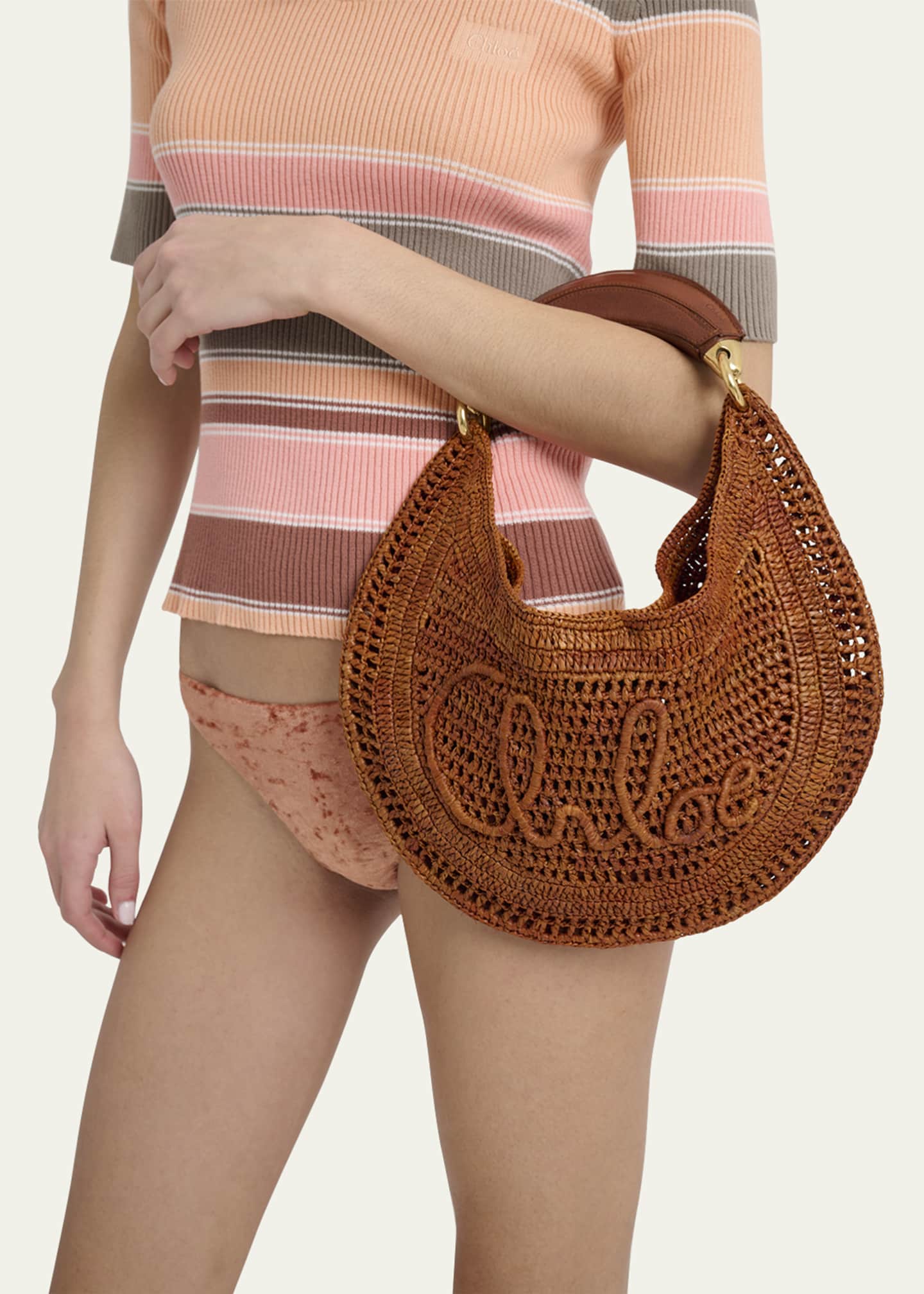 Chloe Summer Banana Top-Handle Bag in Crochet Fabric - Bergdorf