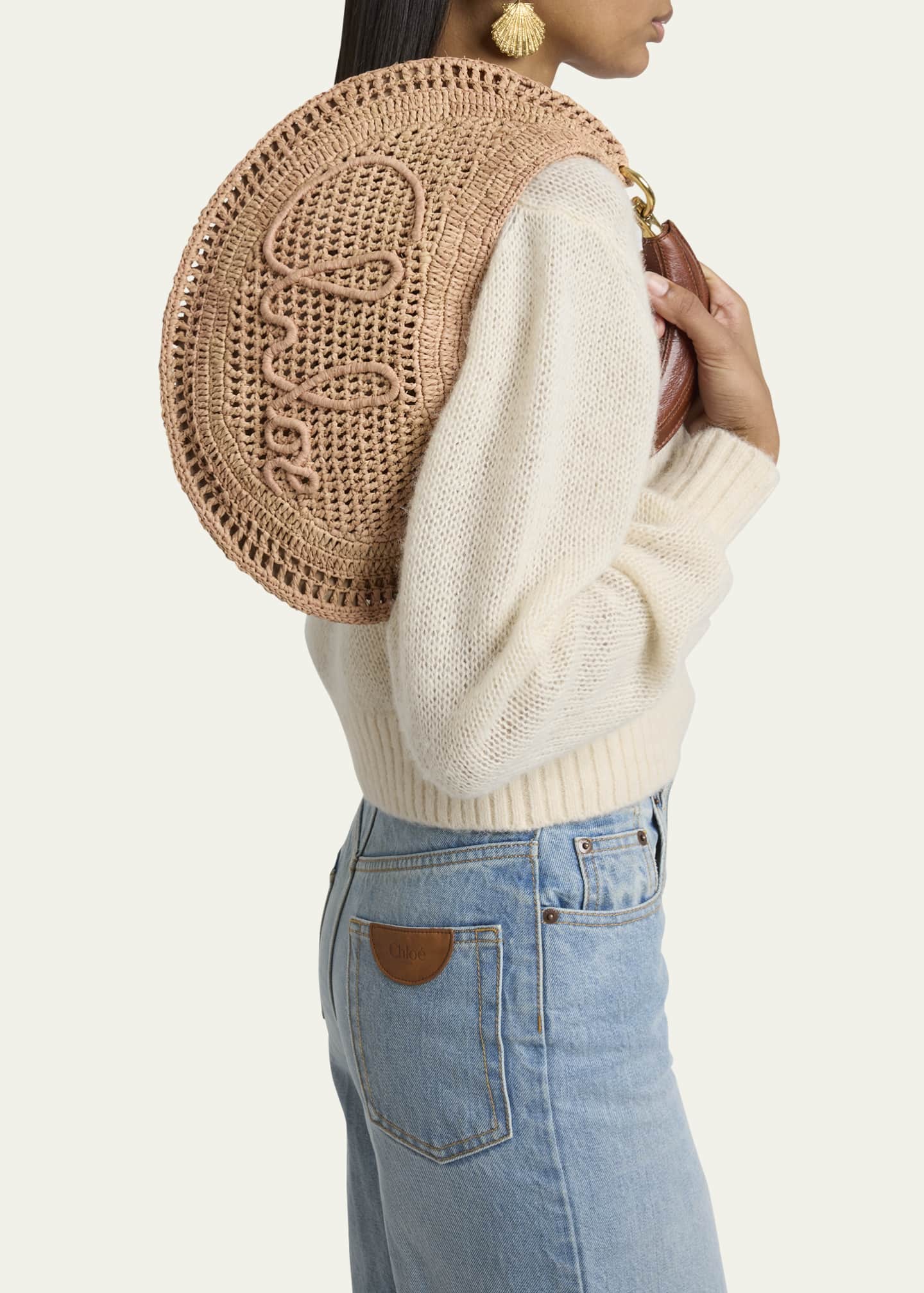 Chloe Summer Banana Top-Handle Bag in Crochet Fabric Image 2 of 6