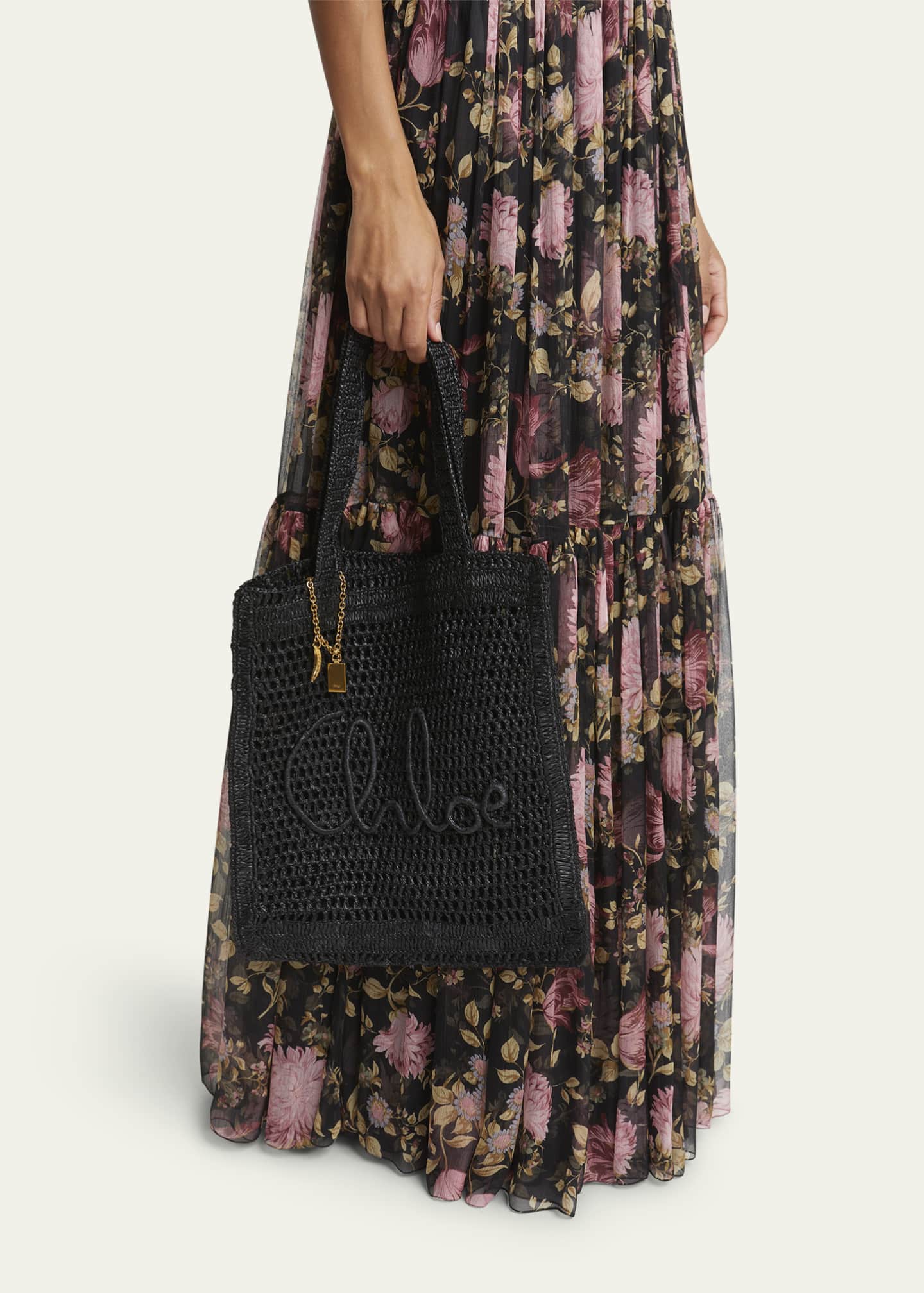 Chloe Summer Banana Tote Bag in Crochet Fabric Image 2 of 6
