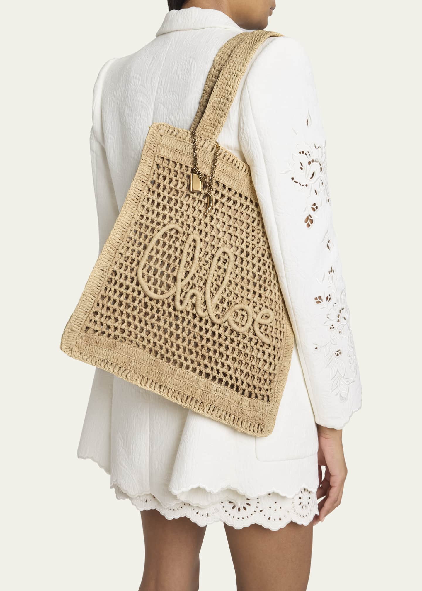 Chloe Summer Banana Tote Bag in Crochet Fabric Image 2 of 6