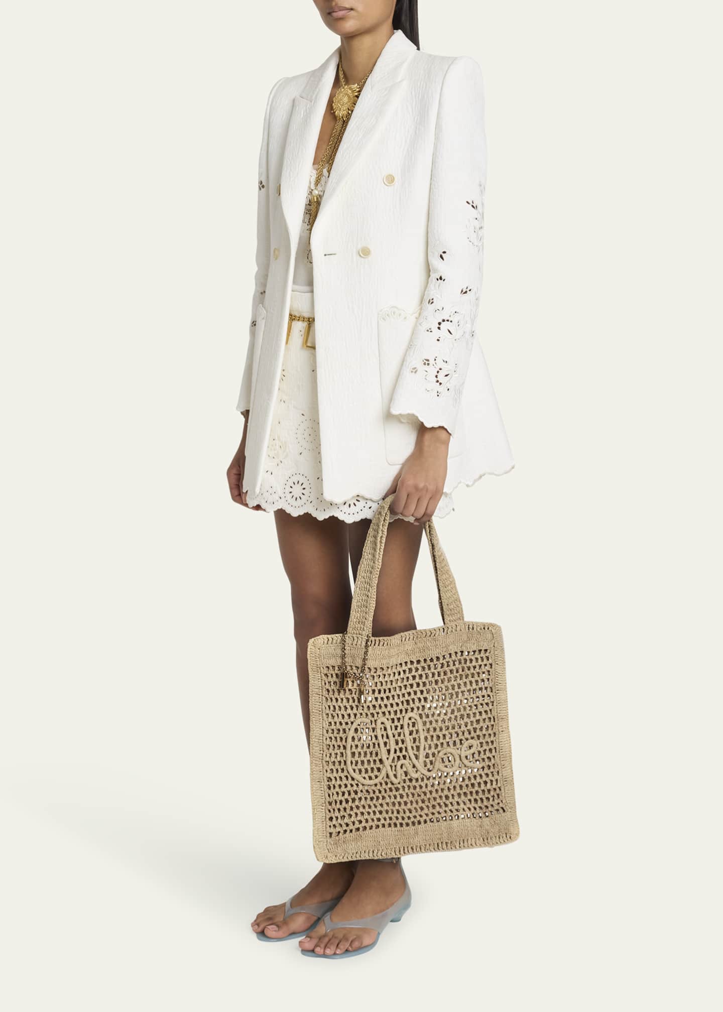 Chloe Summer Banana Tote Bag in Crochet Fabric Image 5 of 6