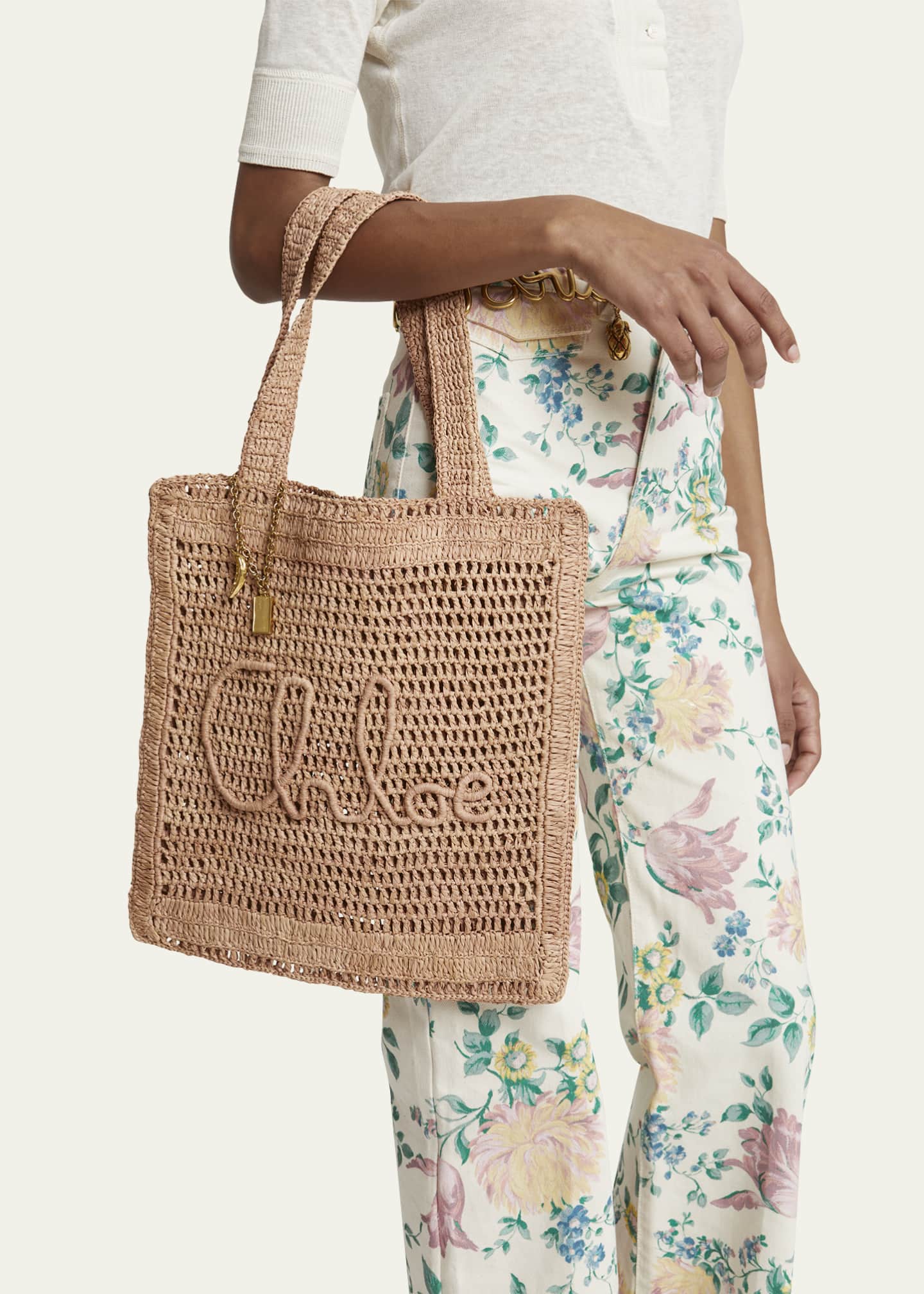Chloe Summer Banana Tote Bag in Crochet Fabric Image 2 of 6