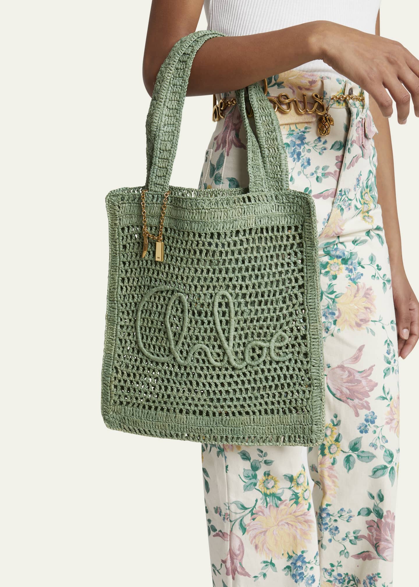 Chloe Summer Banana Tote Bag in Crochet Fabric Image 2 of 6