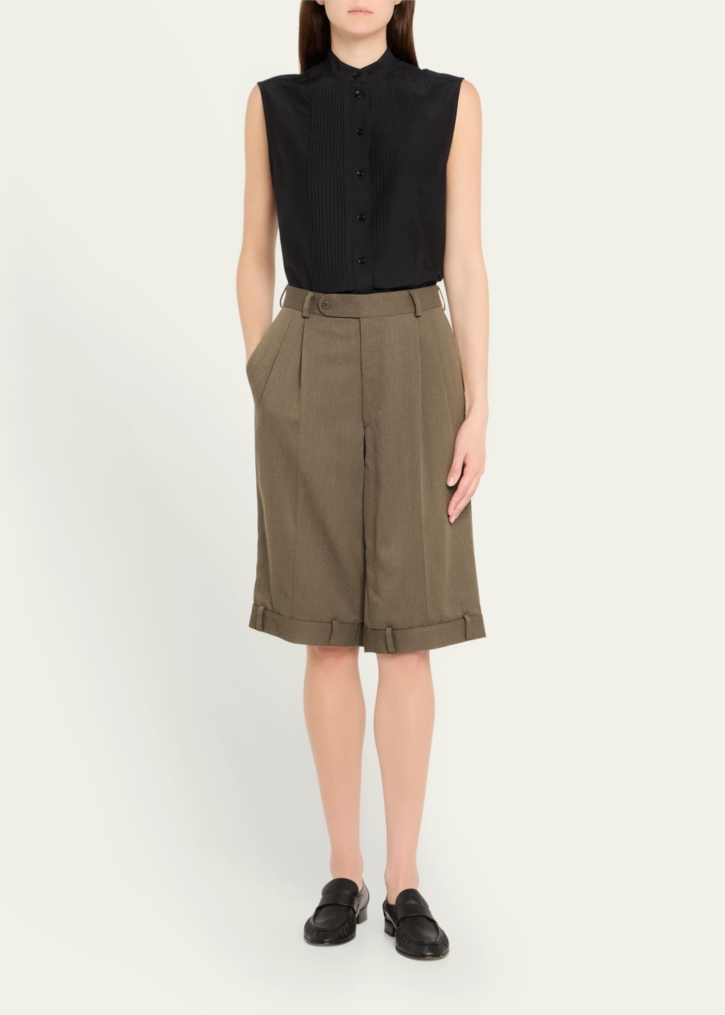 HODAKOVA Upside-Down Pleated Bermuda Shorts Image 2 of 5