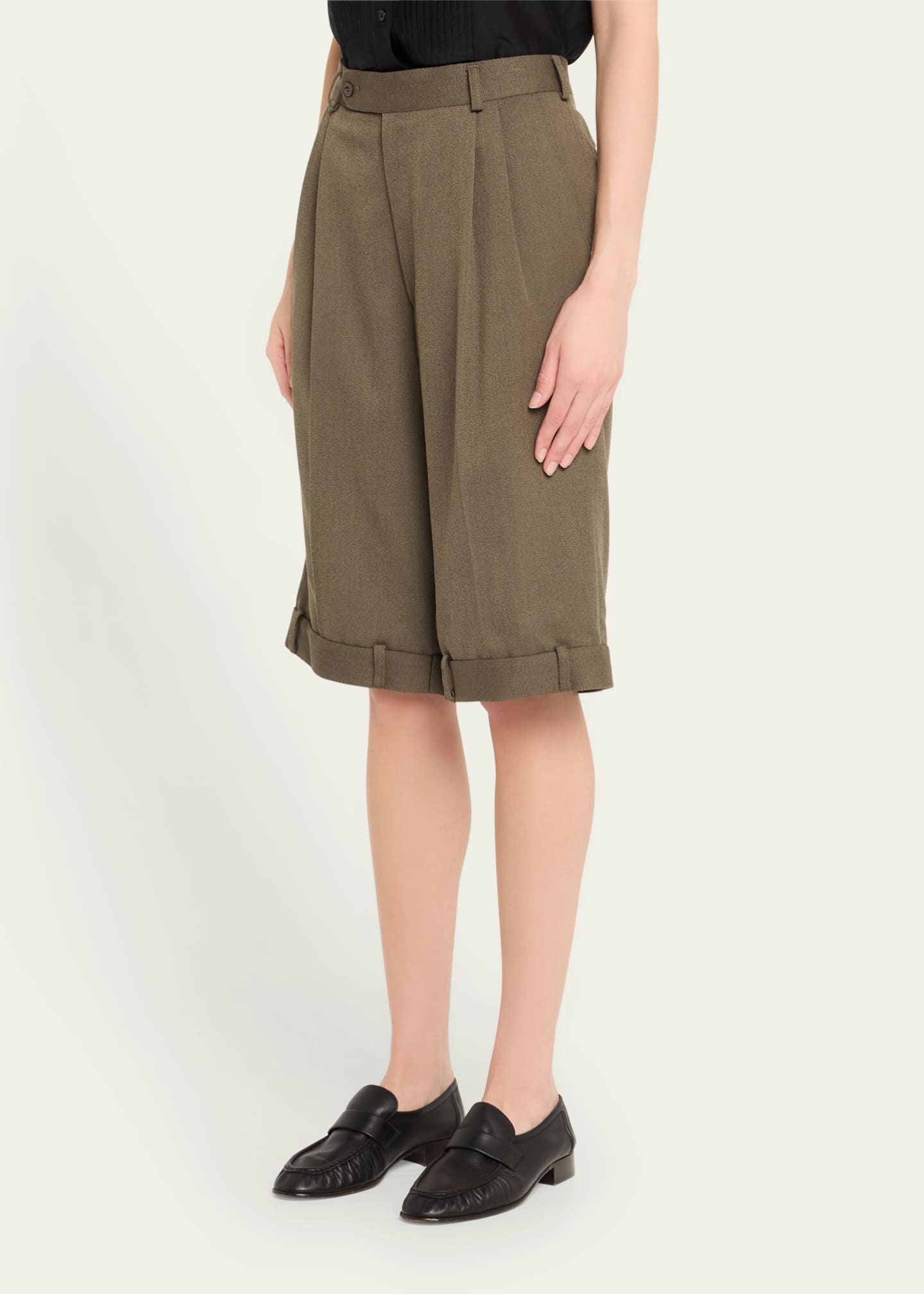 HODAKOVA Upside-Down Pleated Bermuda Shorts Image 4 of 5