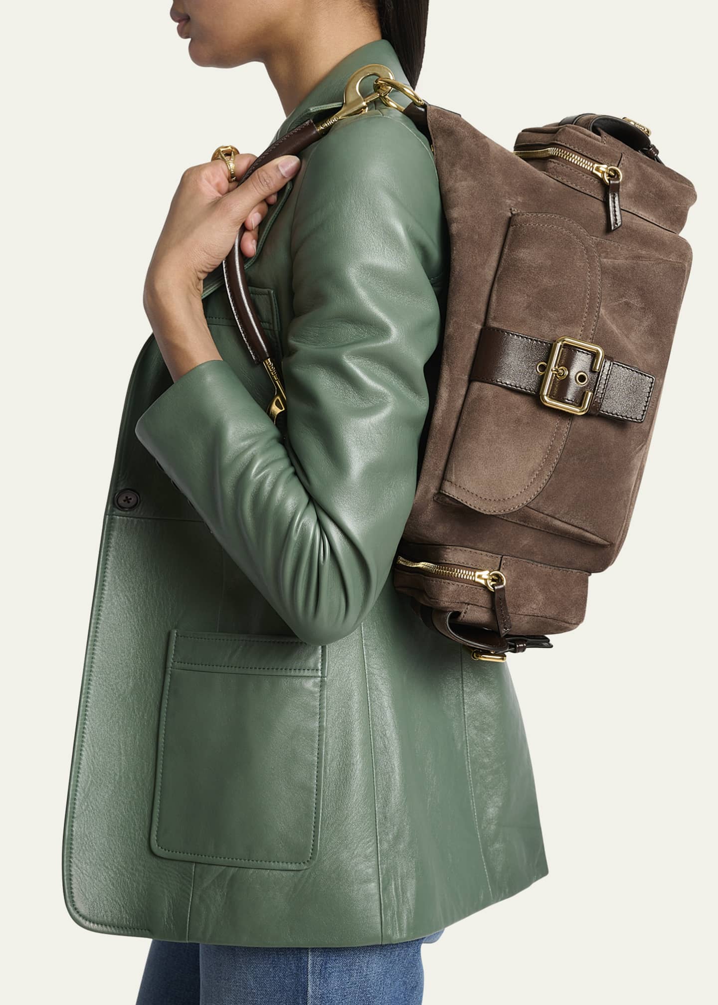 Chloe Medium Camera Shoulder Bag in Suede Image 2 of 6