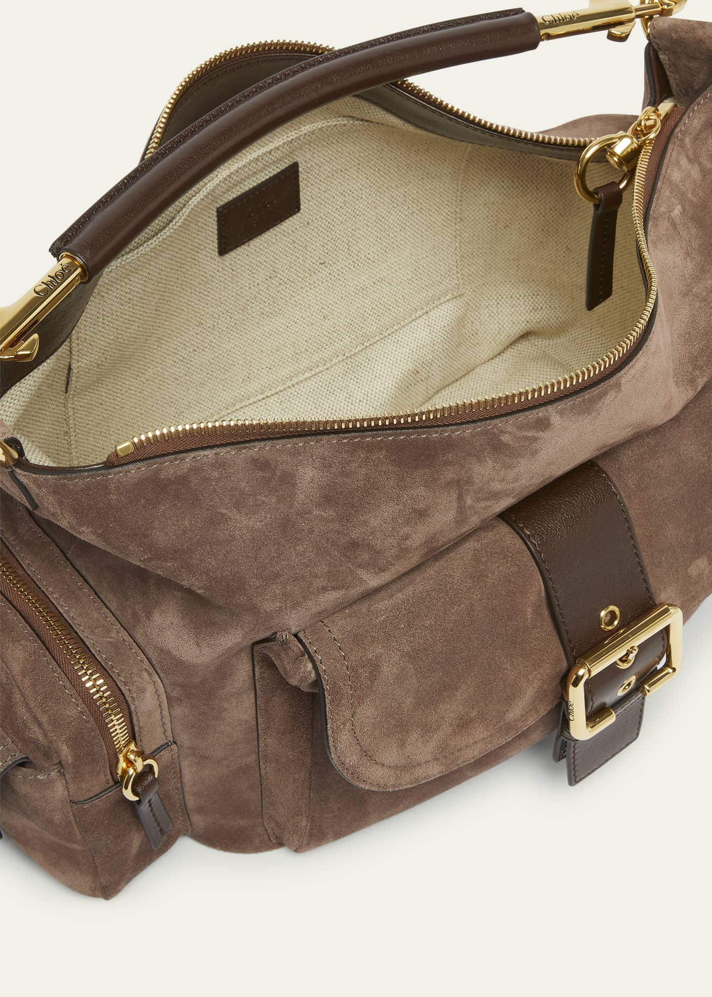Chloe Medium Camera Shoulder Bag in Suede Image 4 of 6