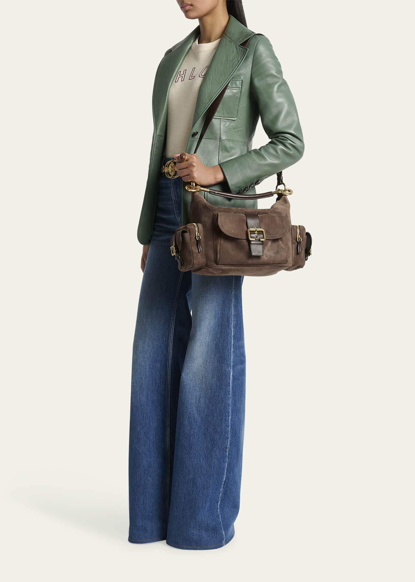 Chloe Medium Camera Shoulder Bag in Suede Image 5 of 6