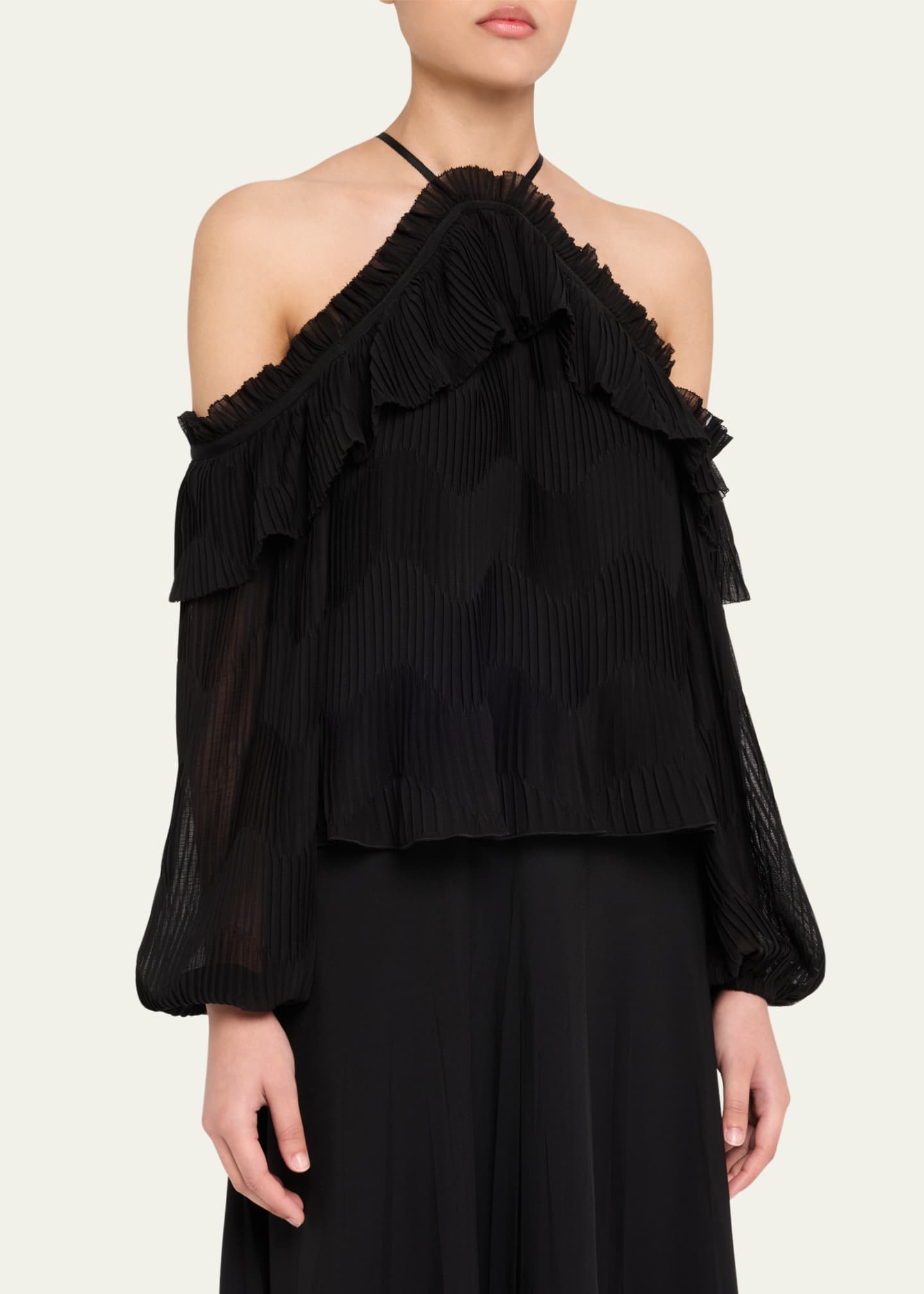 Ramy Brook Haisley Pleated Chiffon Blouse Image 4 of 5