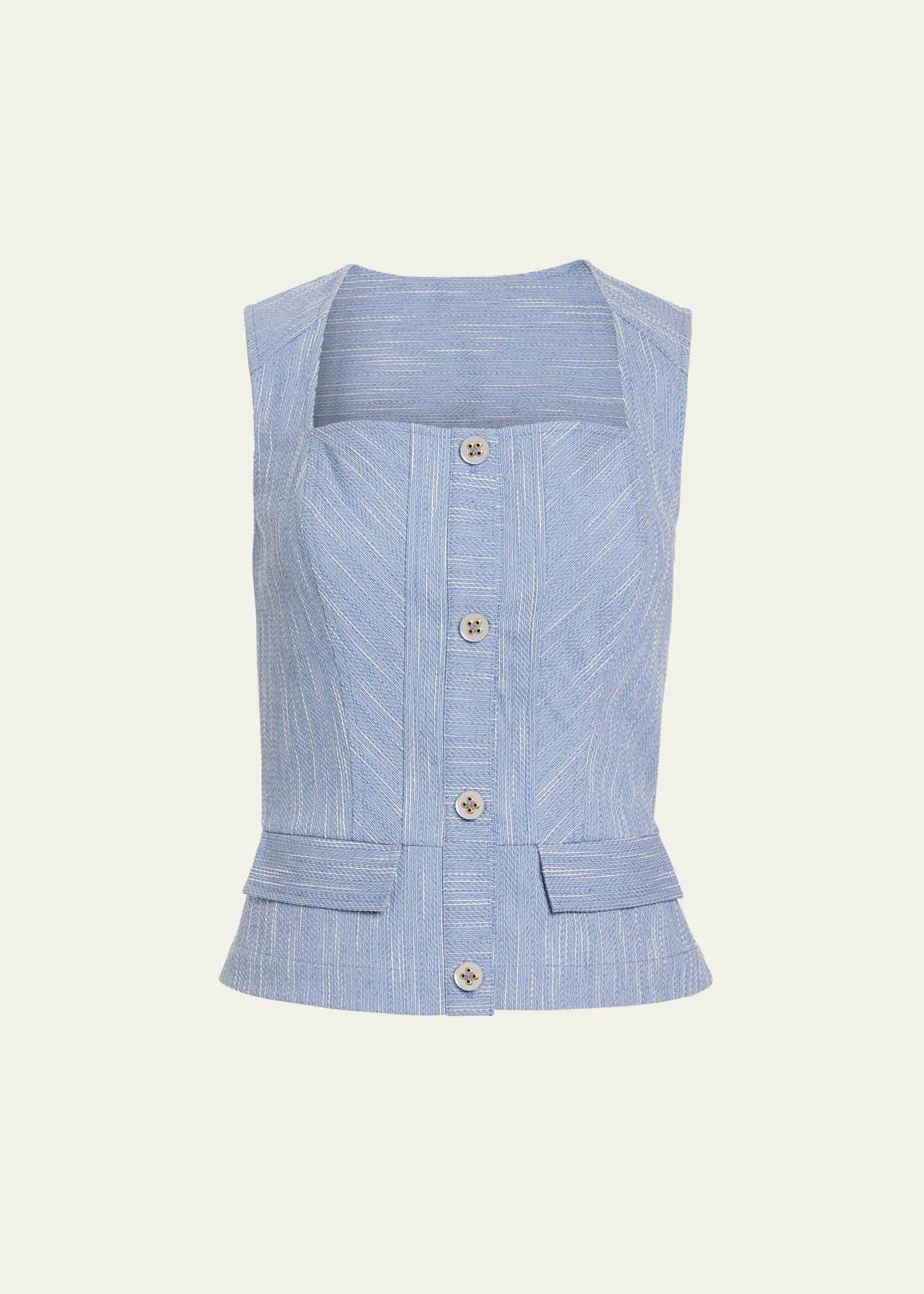 Ramy Brook Suki Textured Button-Front Top Image 1 of 4