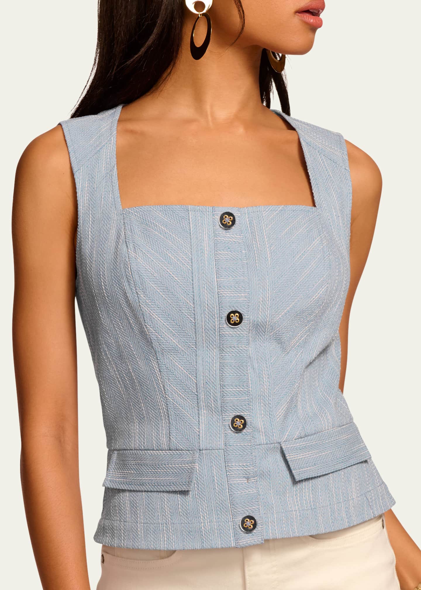 Ramy Brook Suki Textured Button-Front Top Image 4 of 4