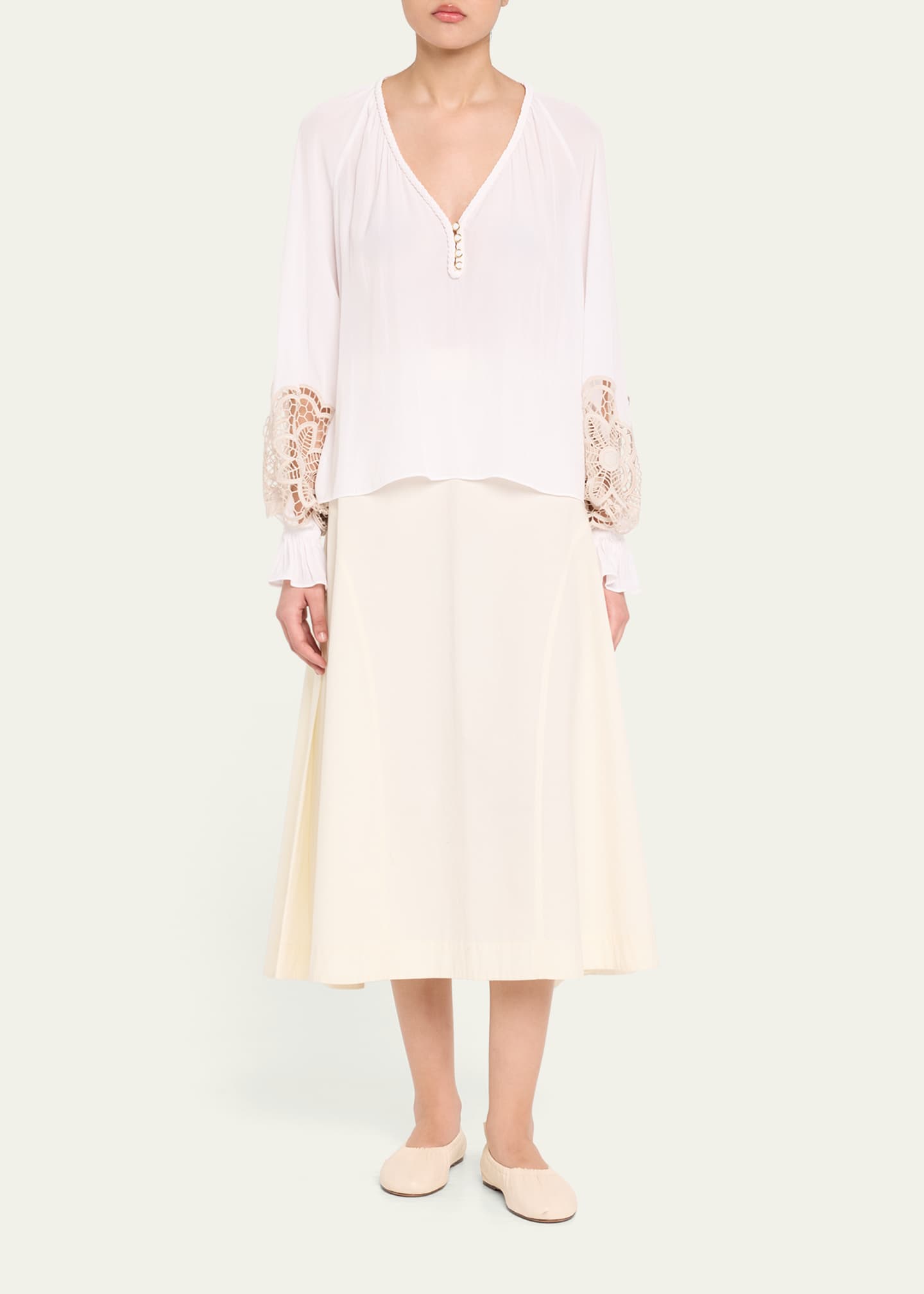 Ramy Brook Adelaide Cutout Embroidered Long-Sleeve Blouse Image 2 of 5