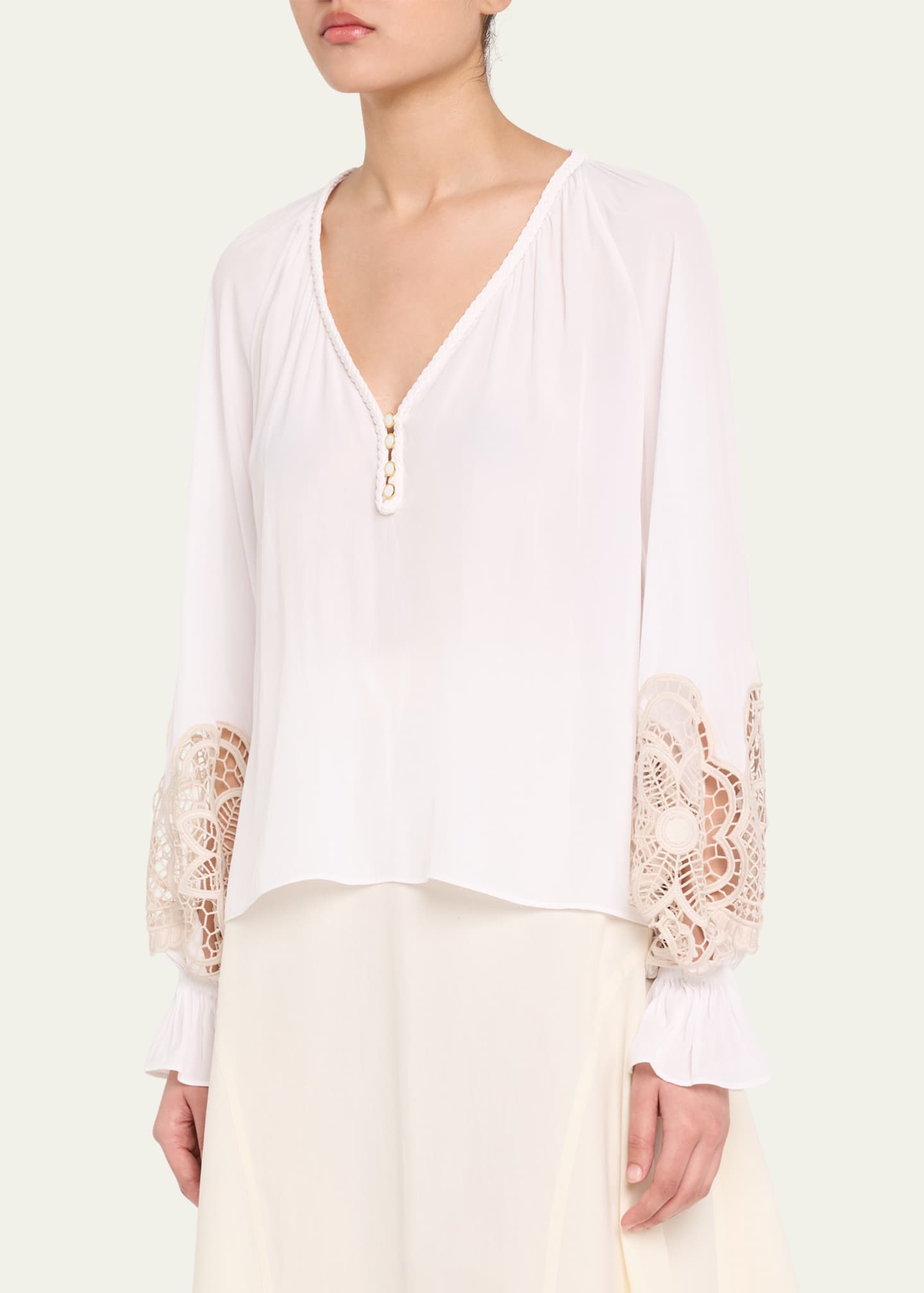 Ramy Brook Adelaide Cutout Embroidered Long-Sleeve Blouse Image 4 of 5