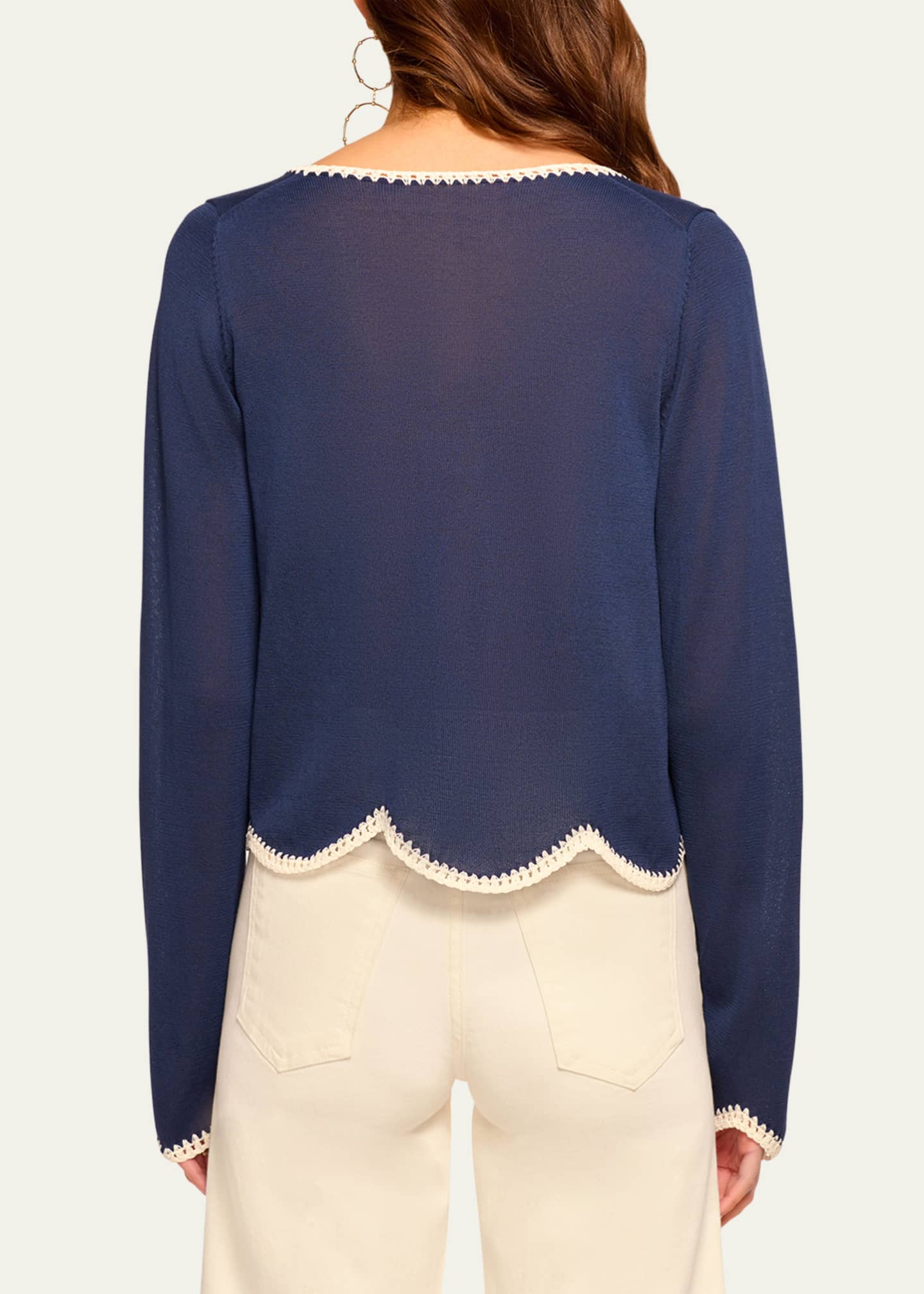 Ramy Brook Tara Crochet-Trim Cardigan Image 2 of 4