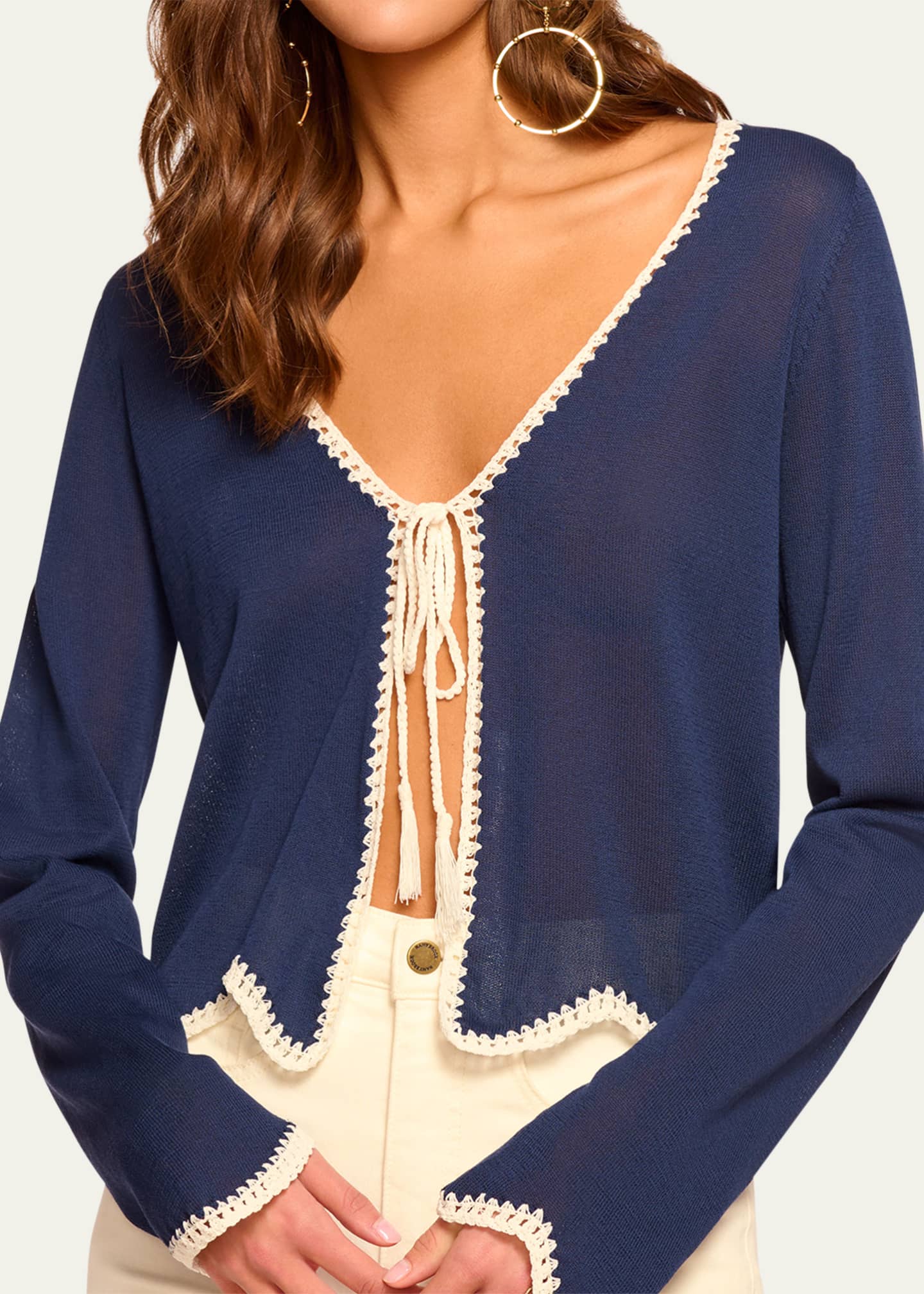 Ramy Brook Tara Crochet-Trim Cardigan Image 4 of 4