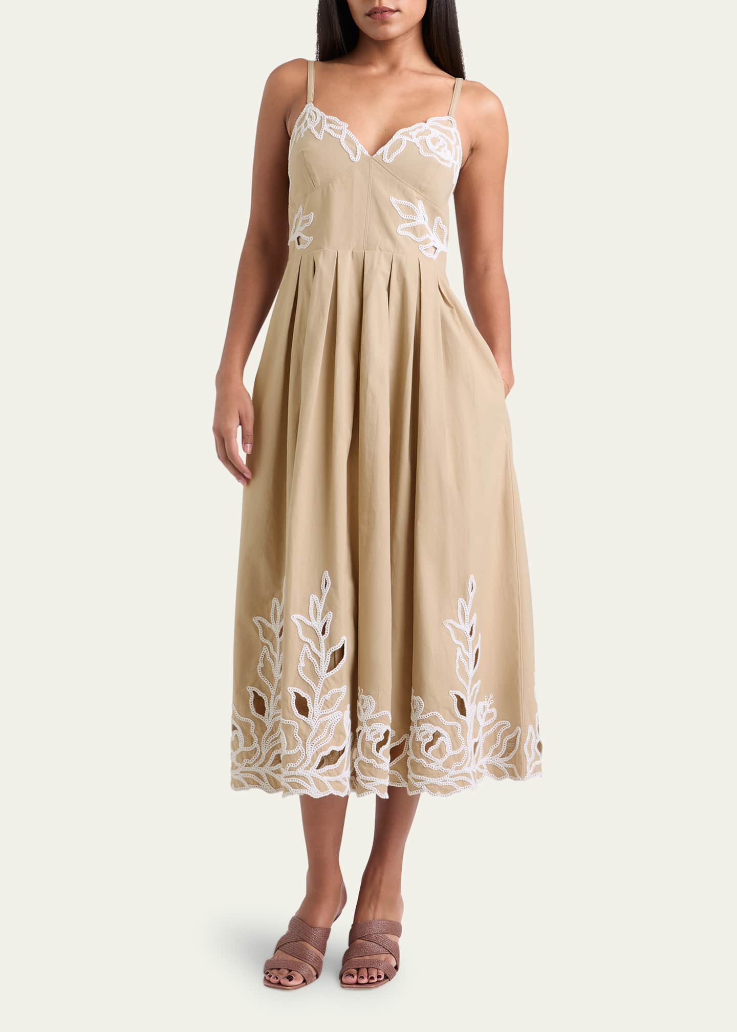 Cinq a Sept Maude Sleeveless Embroidered Midi Dress Image 2 of 3
