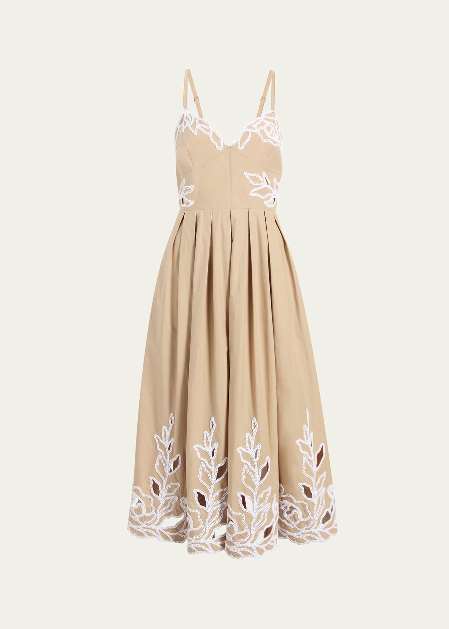 Cinq a Sept Maude Sleeveless Embroidered Midi Dress Image 1 of 3