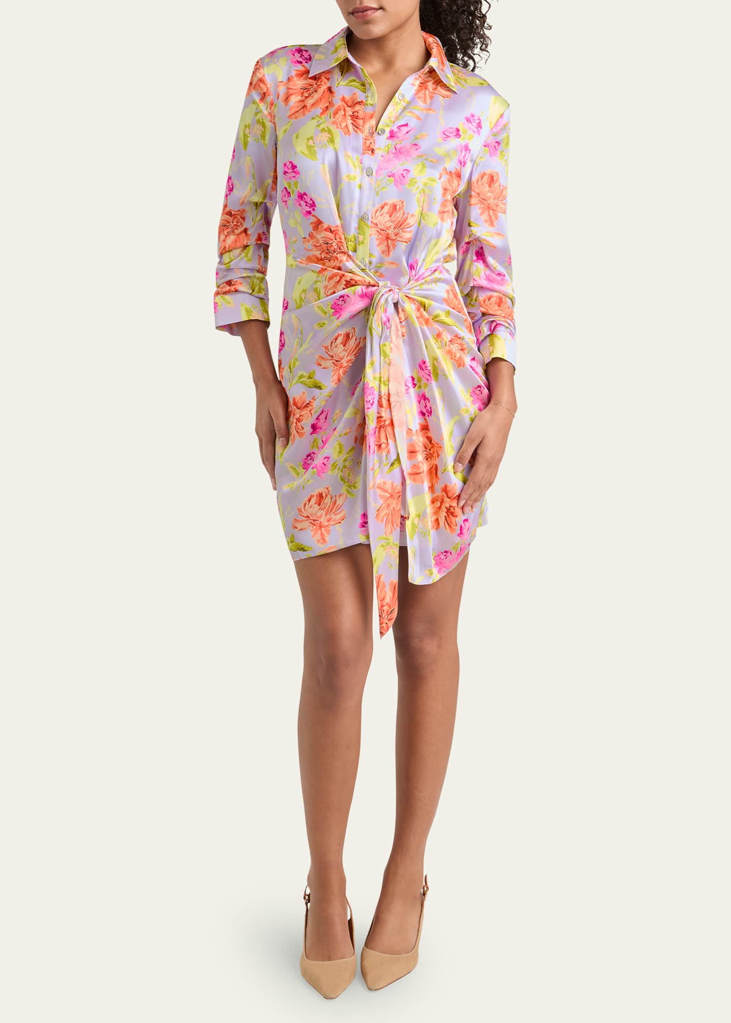 Jacey Floral Self-Tie Shirtdress
