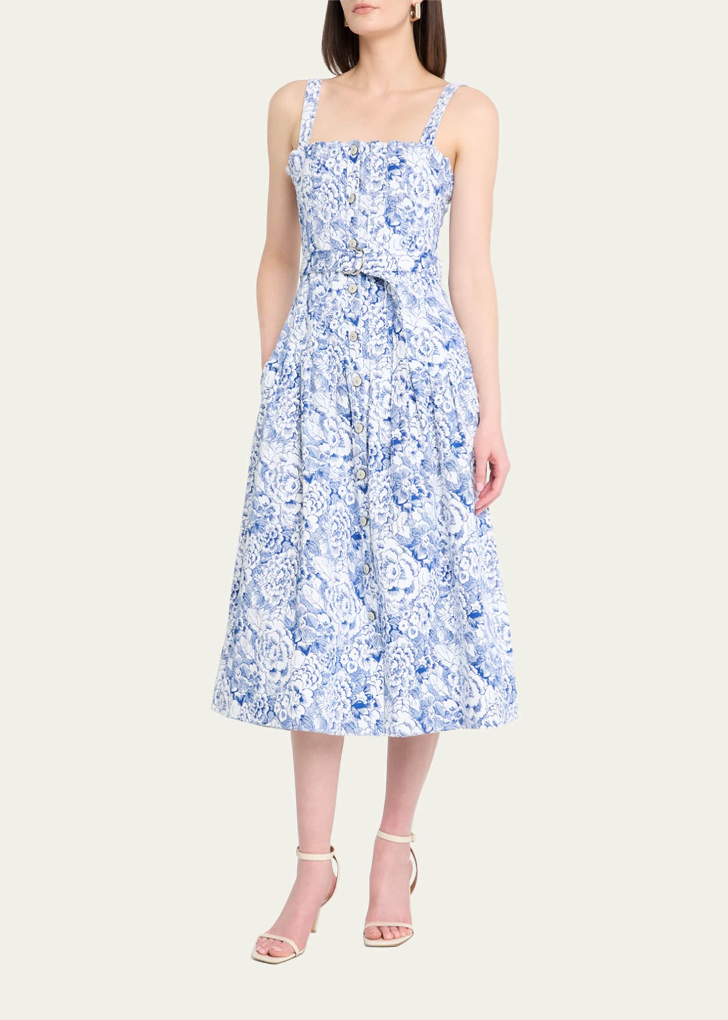 Cinq a Sept Branwen Sketchbook Floral Midi Dress Image 4 of 5