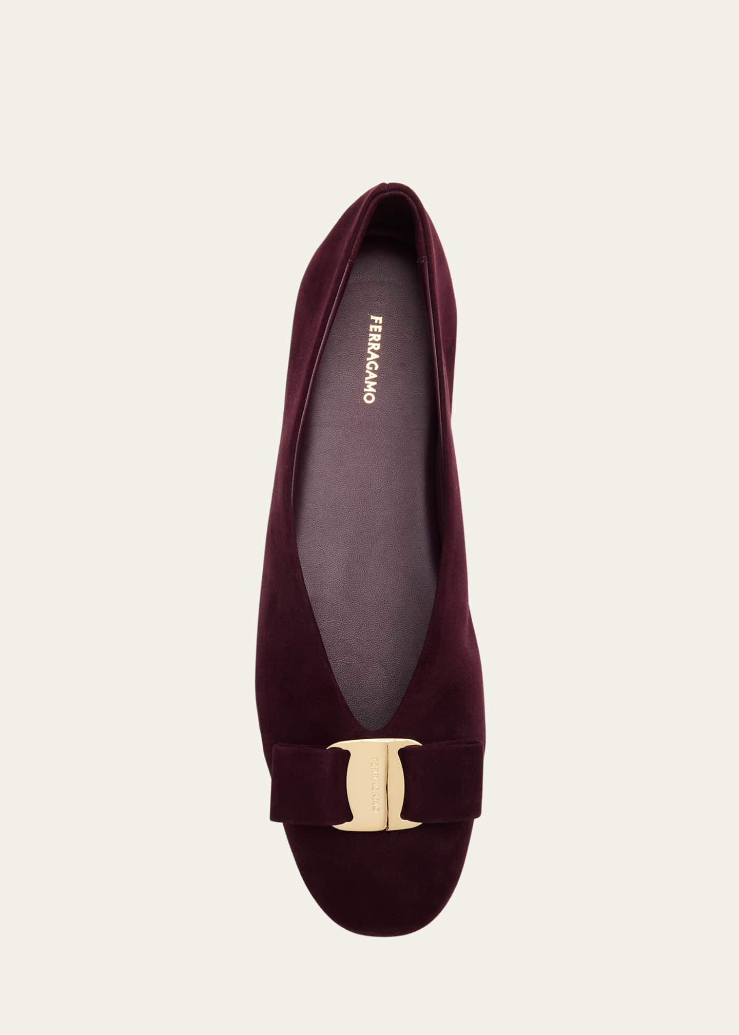 Ferragamo Vanna Suede Bow Ballerina Flats Image 6 of 6