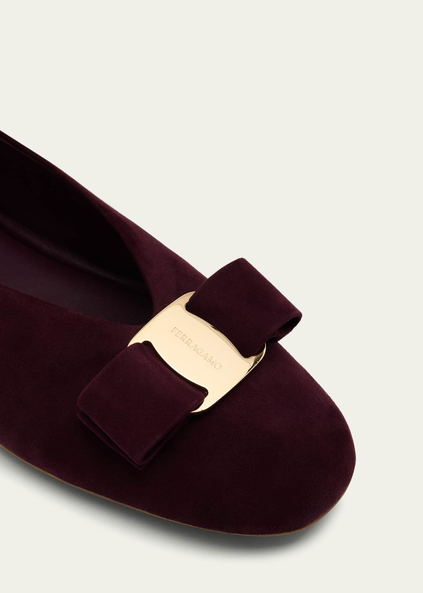 Ferragamo Vanna Suede Bow Ballerina Flats Image 5 of 6