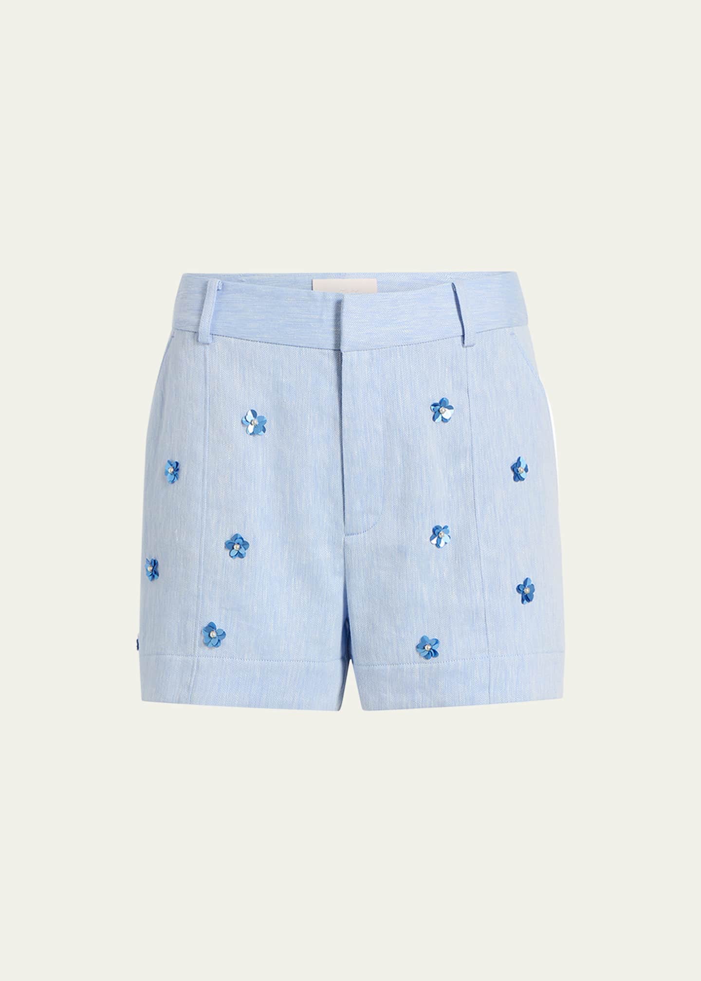 Cinq a Sept Tora Embellished Linen Suiting Shorts Image 1 of 4