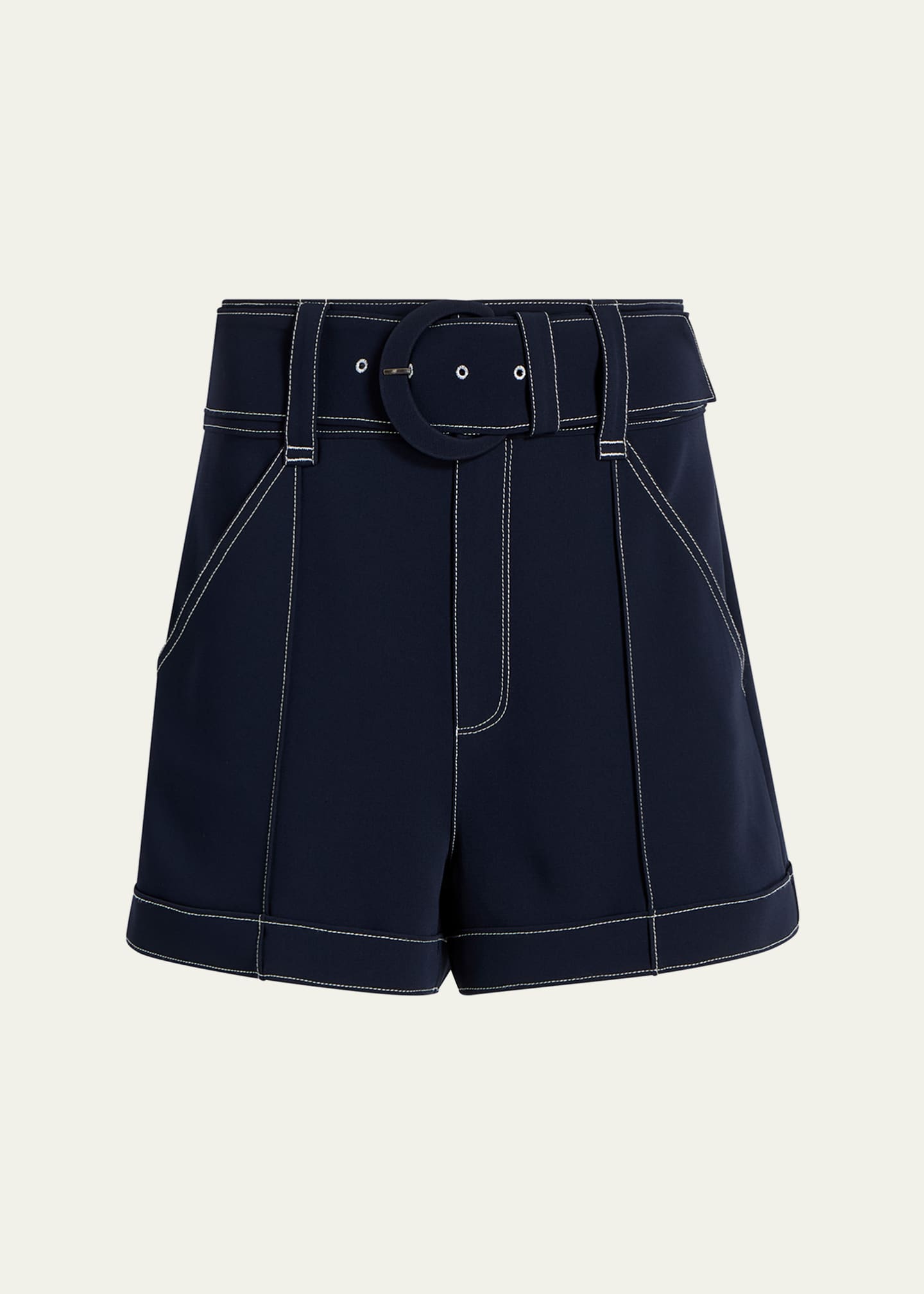 Aldi Belted Topstitch Shorts