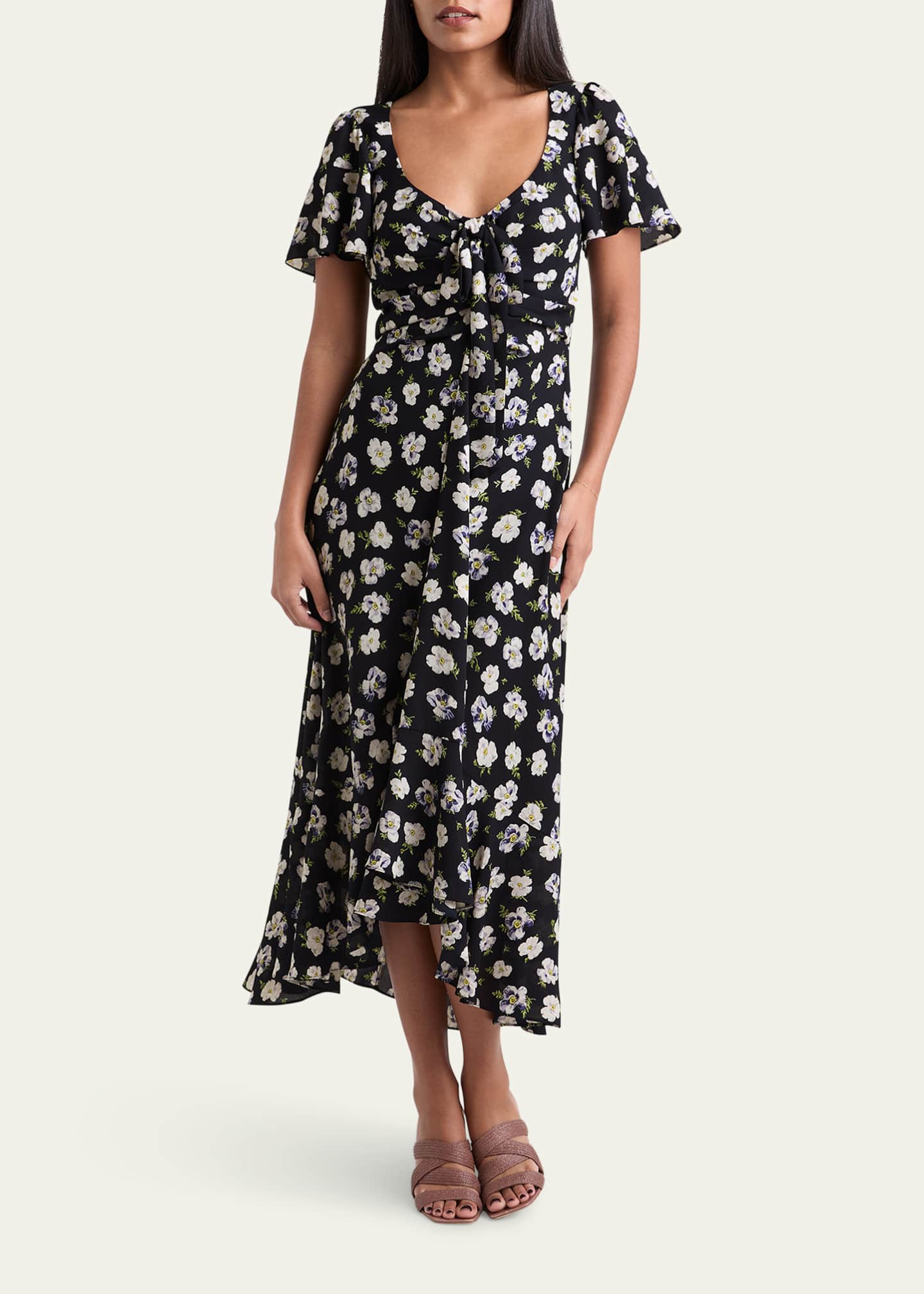 Cinq a Sept Isha Floral Short-Sleeve Dress Image 2 of 4