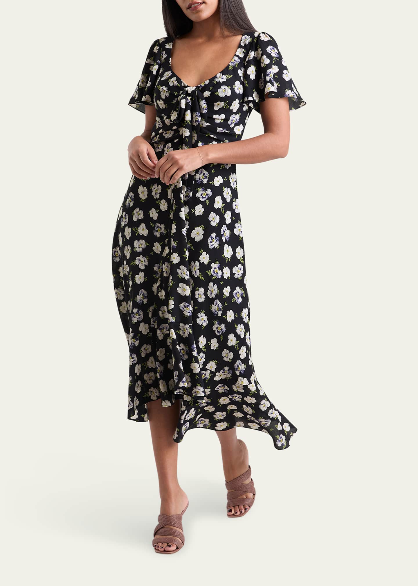 Cinq a Sept Isha Floral Short-Sleeve Dress Image 4 of 4