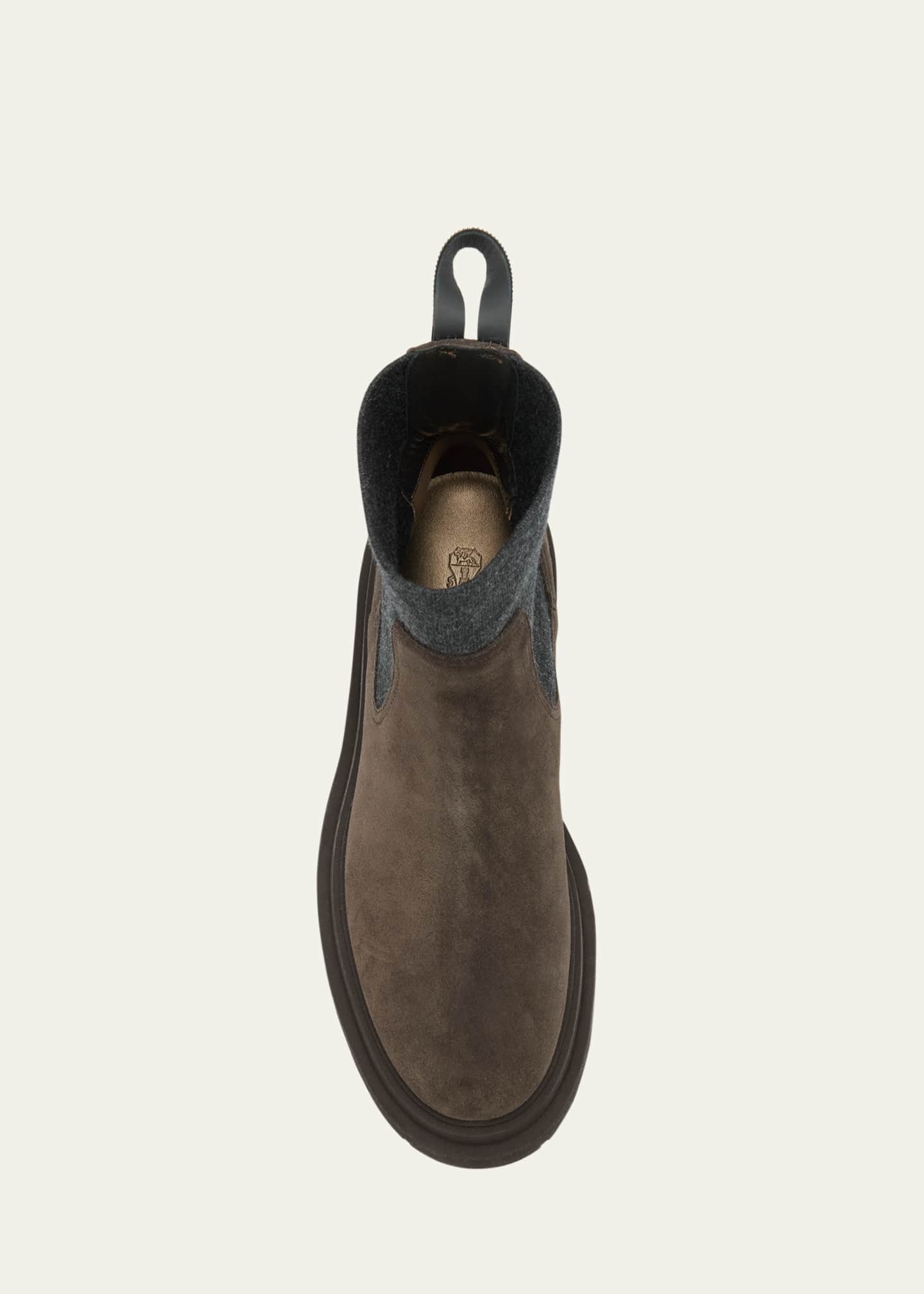 Brunello Cucinelli Suede Wool Lug-Sole Chelsea Boots Image 6 of 6