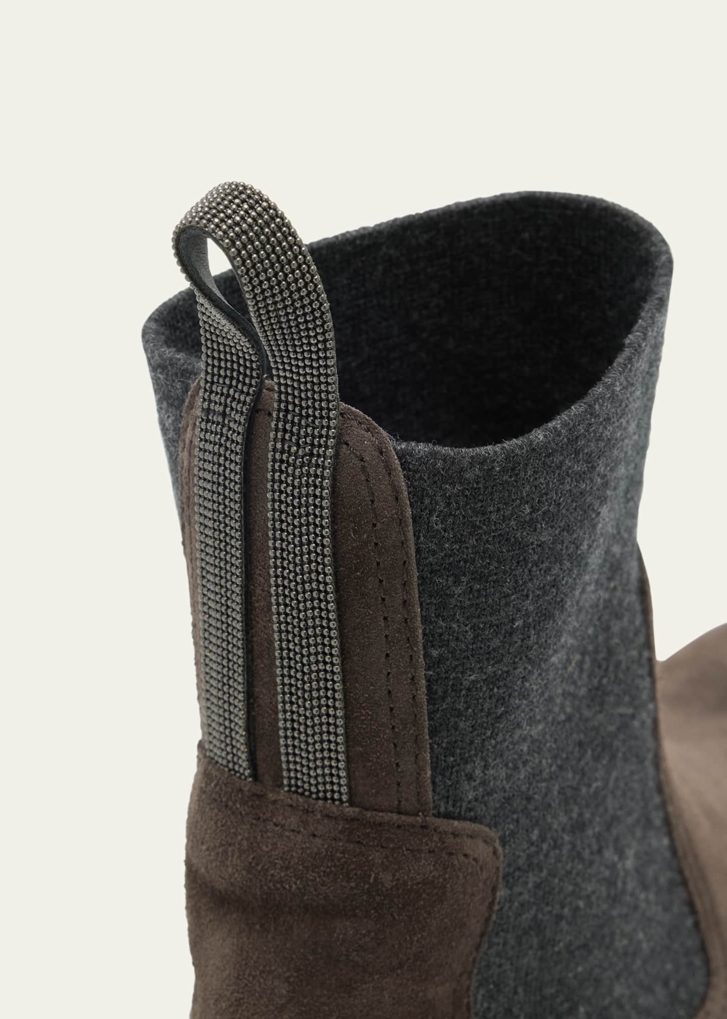 Brunello Cucinelli Suede Wool Lug-Sole Chelsea Boots Image 5 of 6