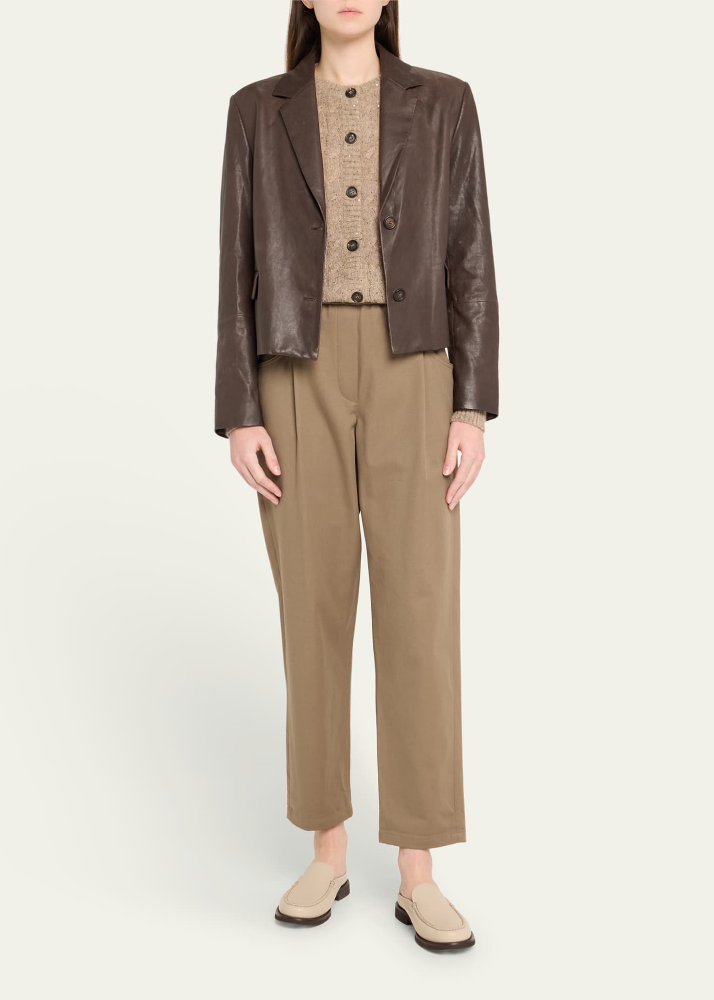 Calfskin Leather Loafer Mules