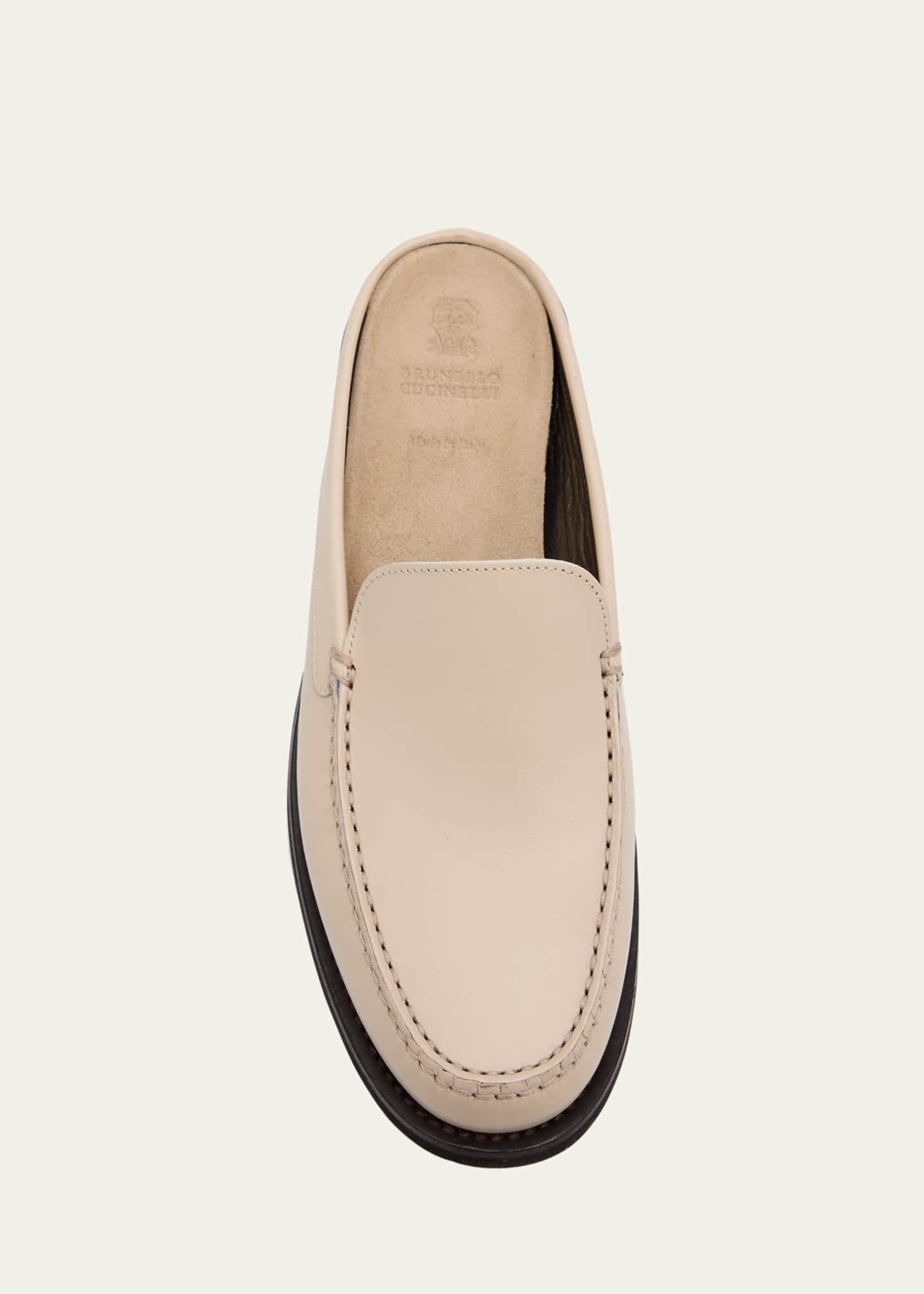Brunello Cucinelli Calfskin Leather Loafer Mules - Bergdorf
