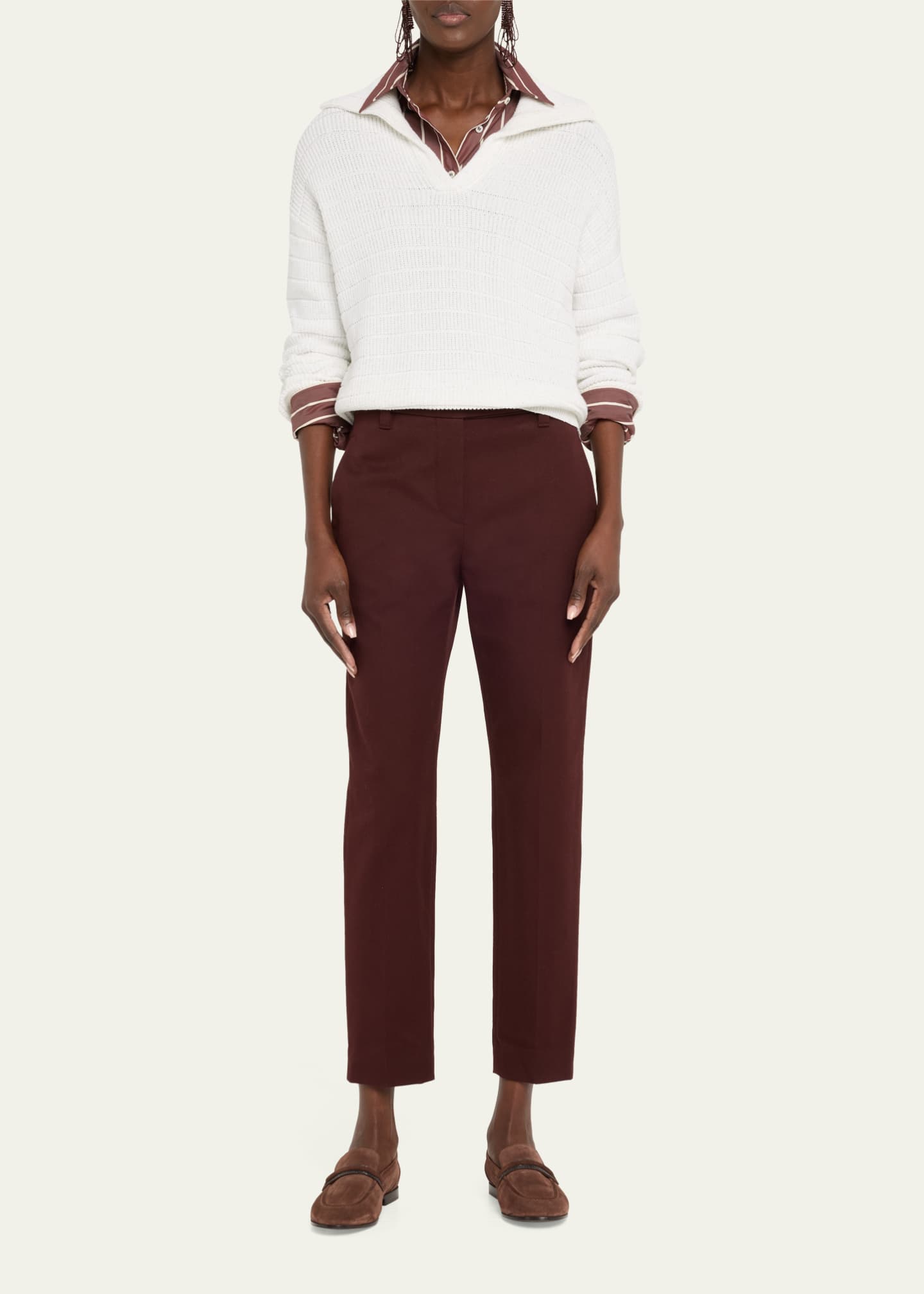Brunello Cucinelli Suede Monili Strap Slip-On Loafers Image 3 of 6
