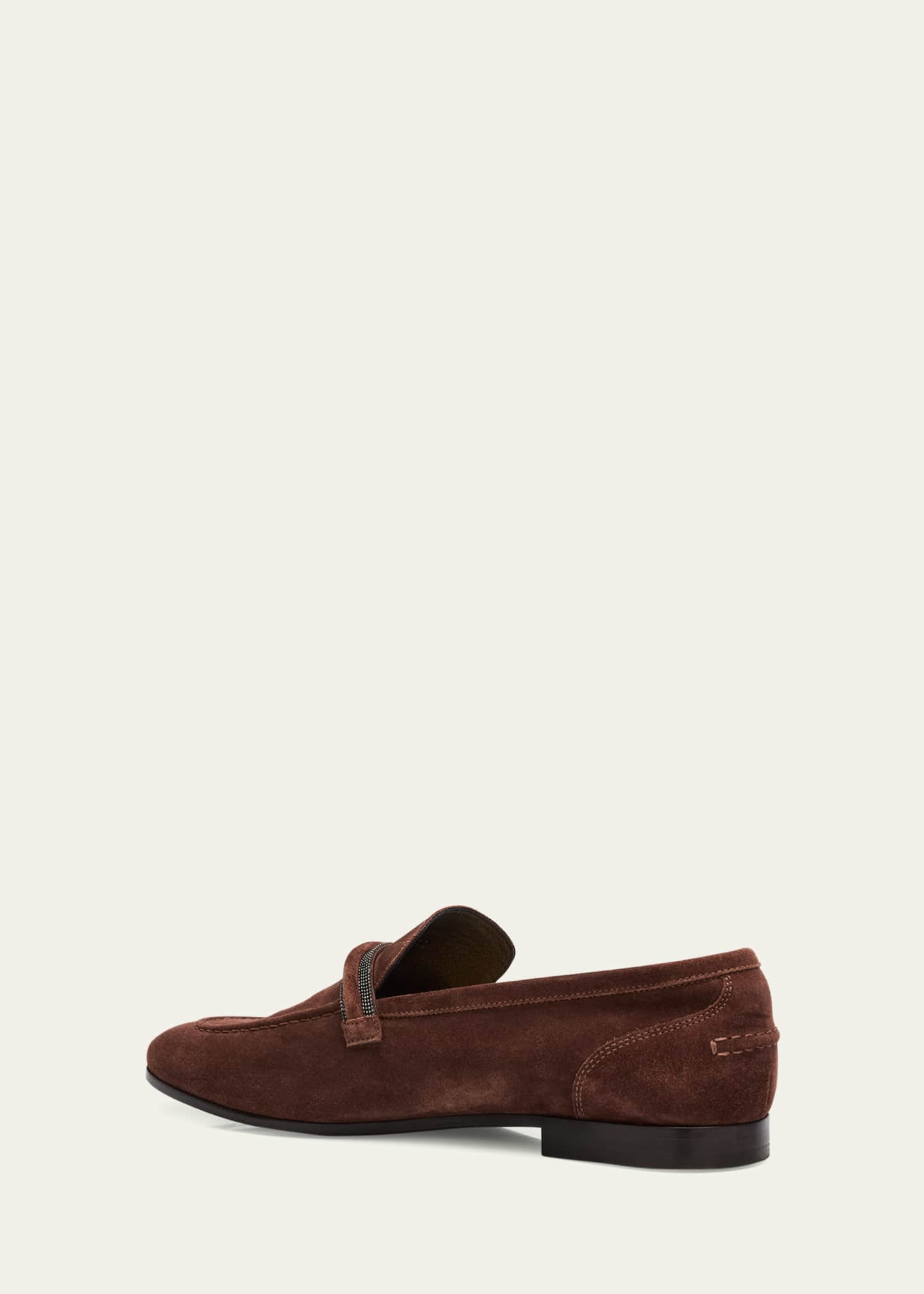 Brunello Cucinelli Suede Monili Strap Slip-On Loafers Image 4 of 6