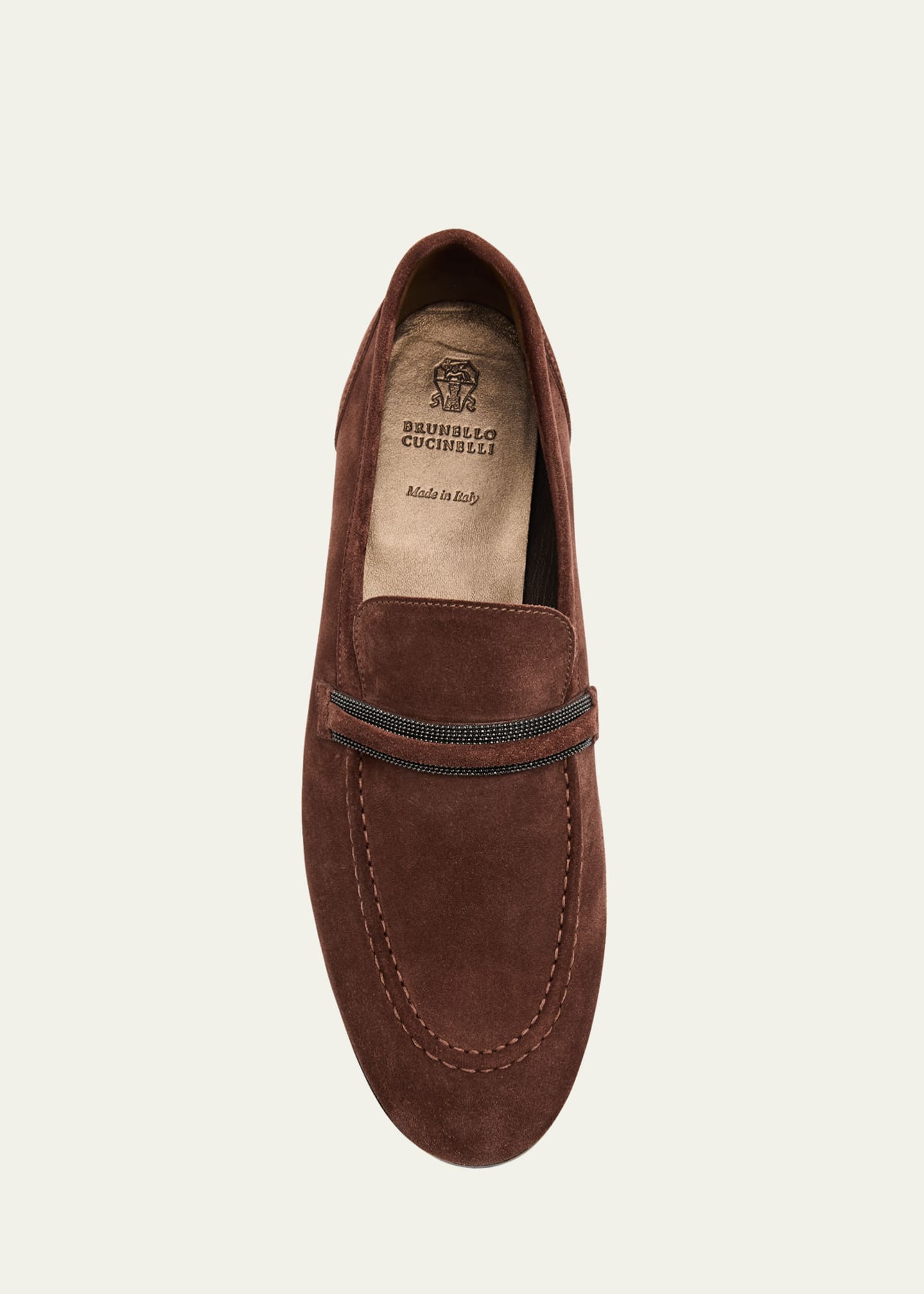 Brunello Cucinelli Suede Monili Strap Slip-On Loafers Image 6 of 6