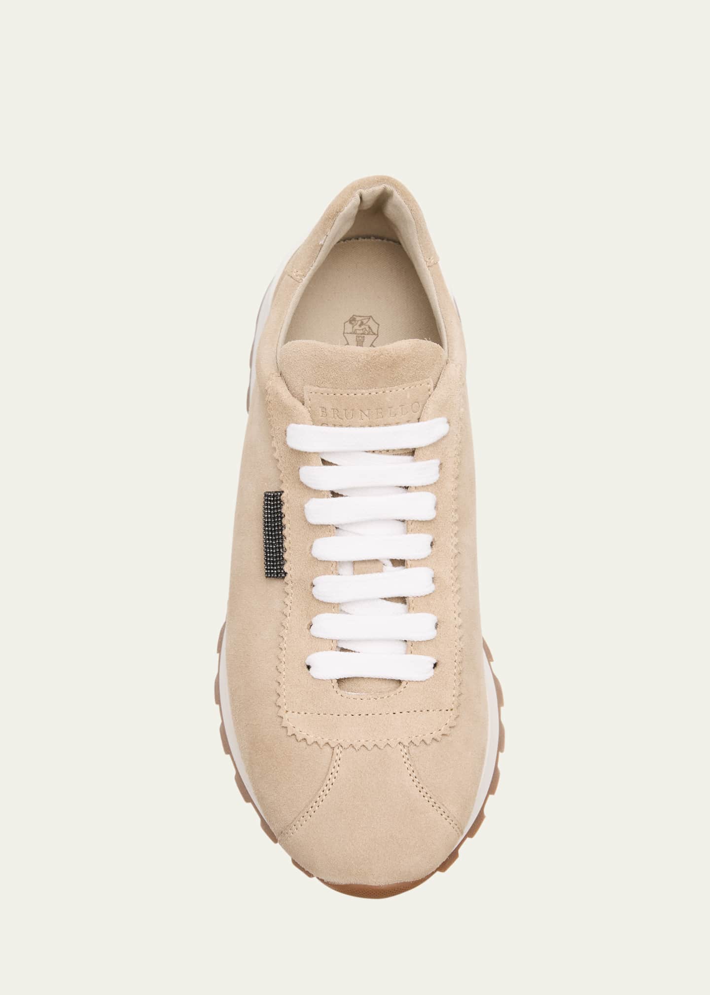 Brunello Cucinelli Suede Monili-Tab Runner Sneakers Image 4 of 4