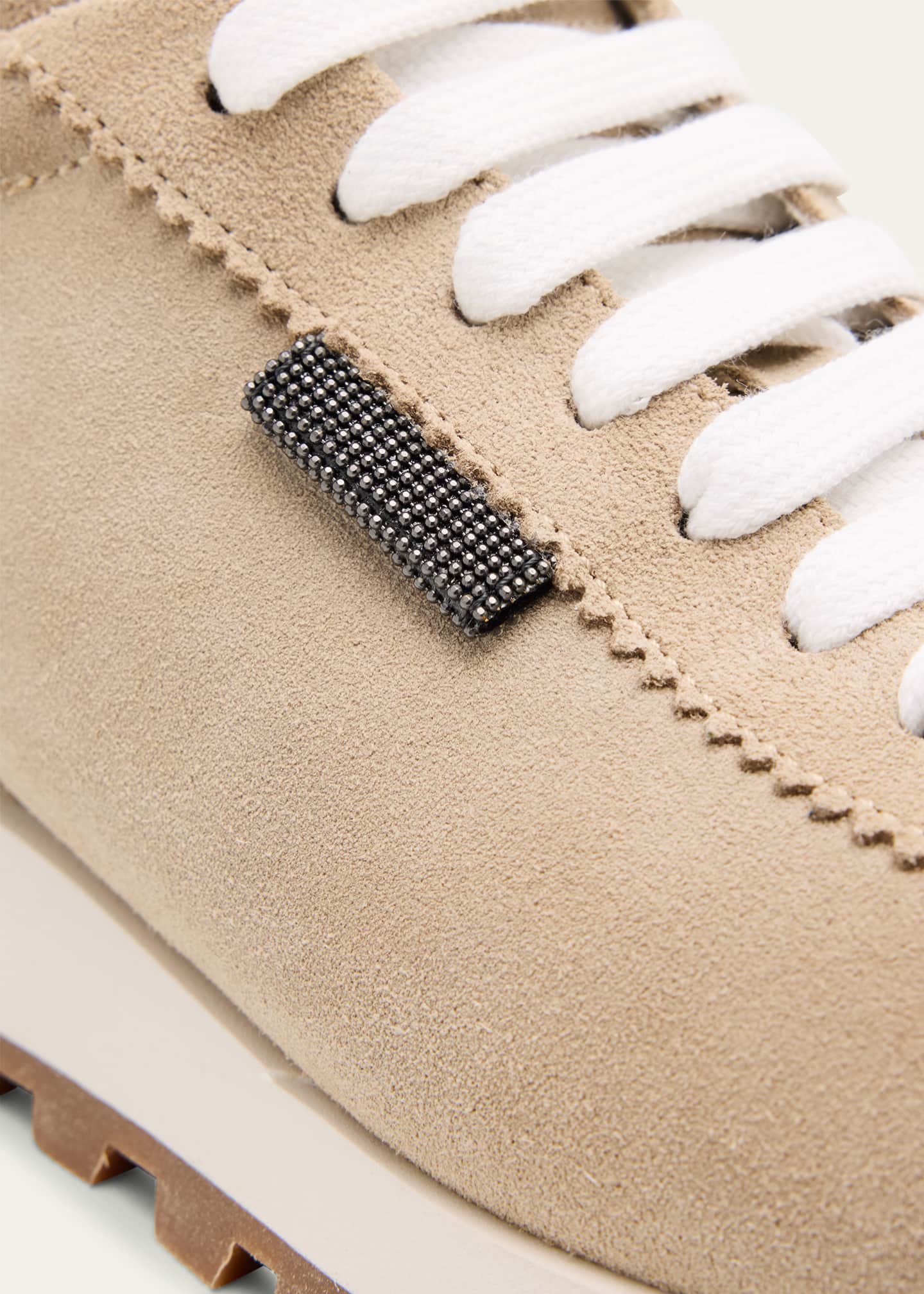 Brunello Cucinelli Suede Monili-Tab Runner Sneakers Image 3 of 4
