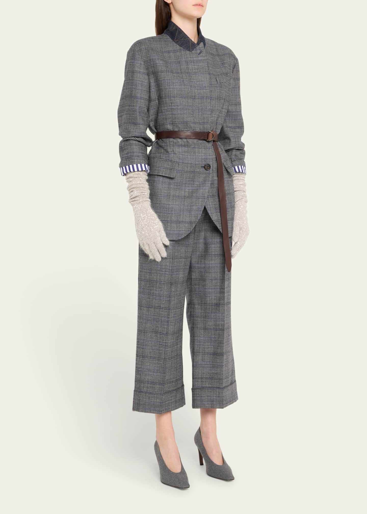 Brunello Cucinelli Flannel Wool Monili-Heel Pumps Image 3 of 6