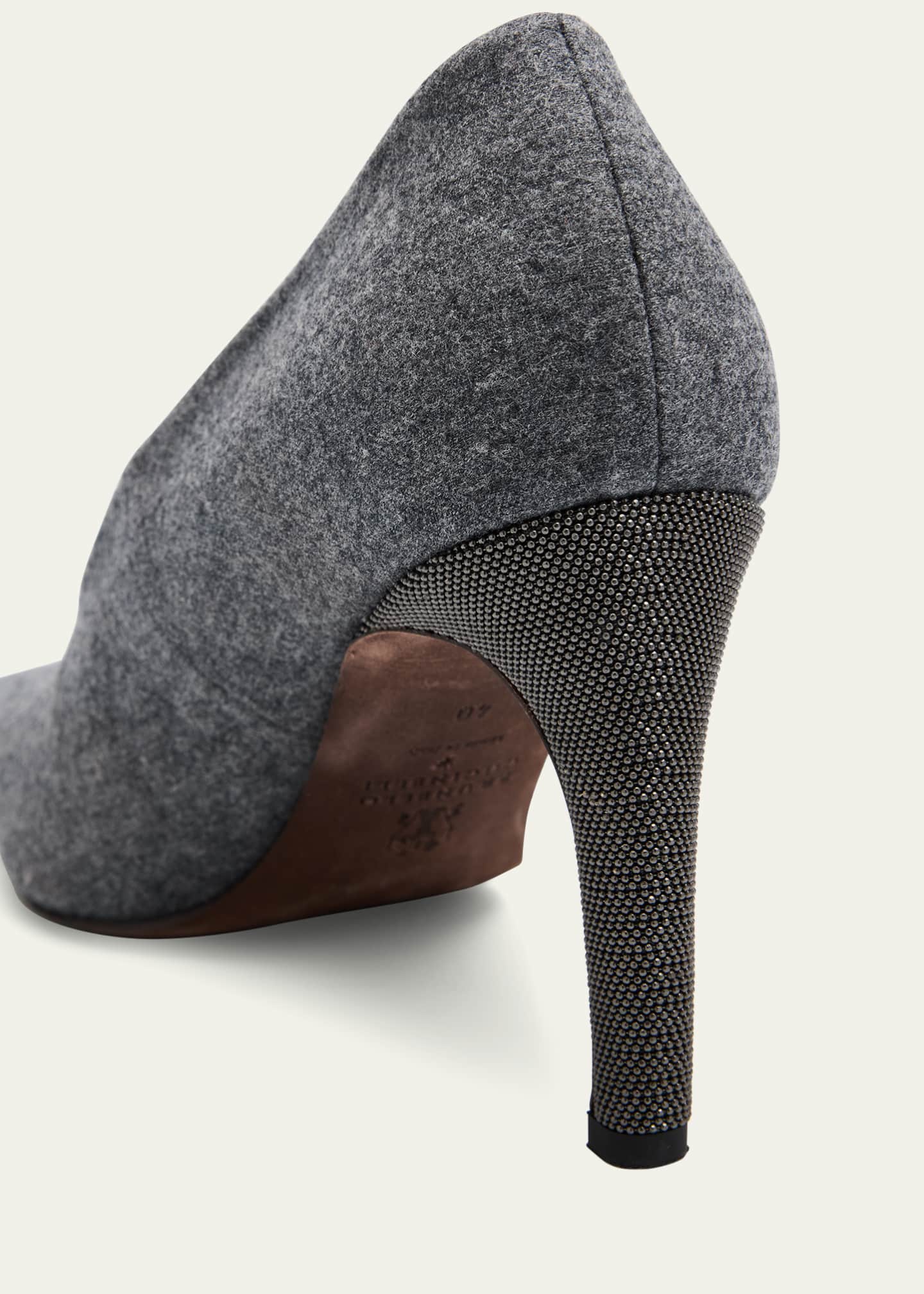 Brunello Cucinelli Flannel Wool Monili-Heel Pumps Image 5 of 6
