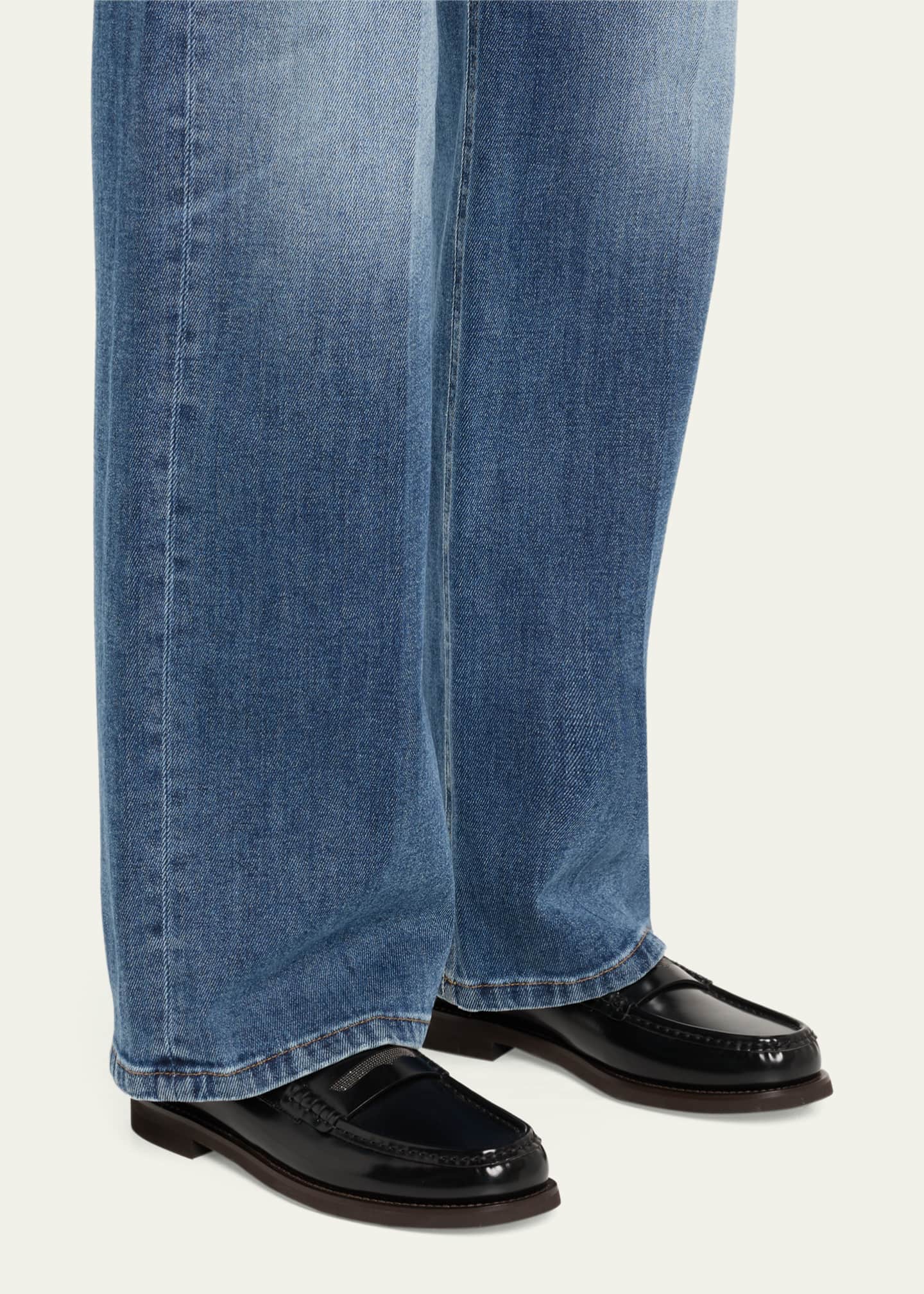 Brunello Cucinelli Leather Monili Penny Loafers Image 2 of 6