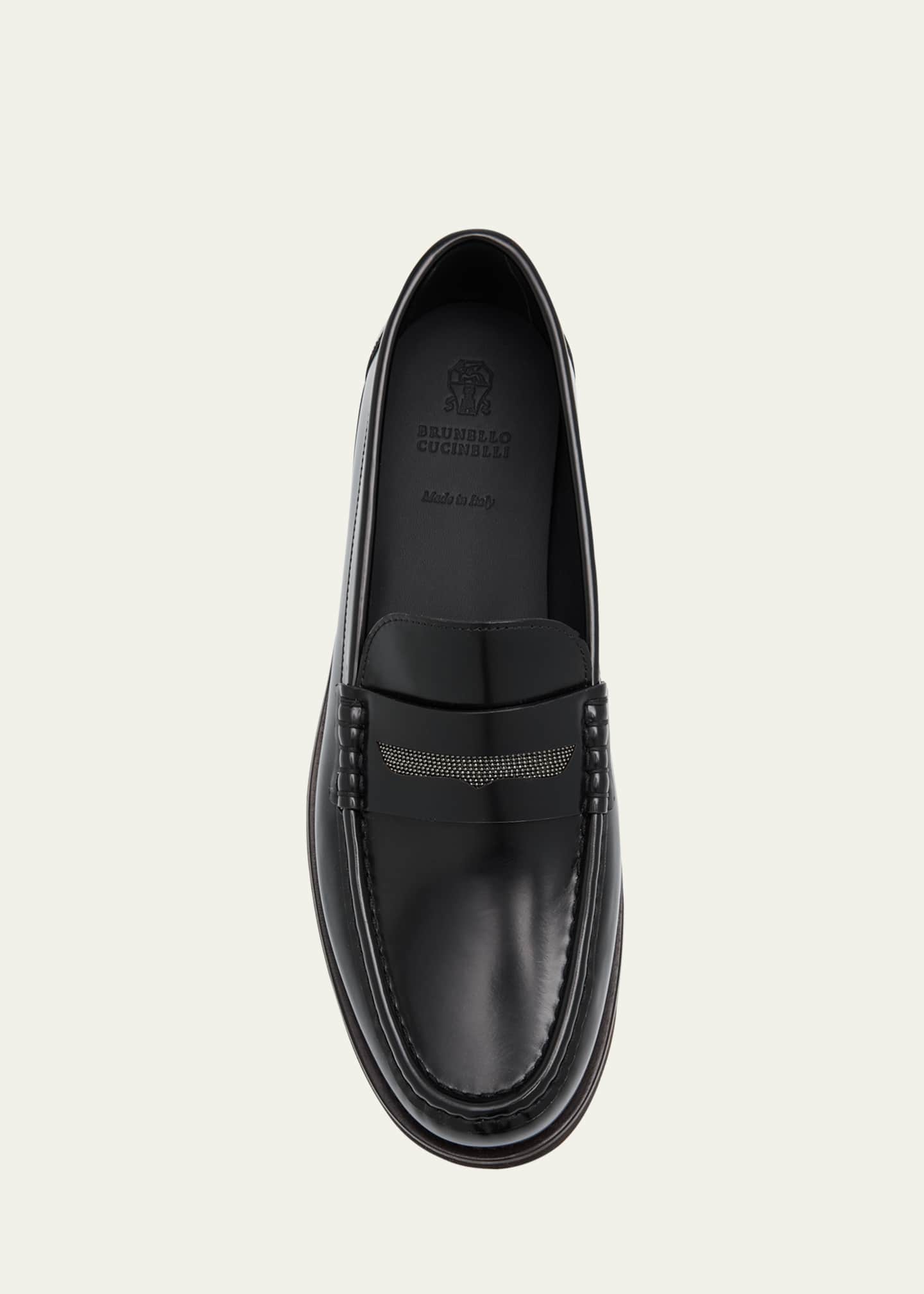 Brunello Cucinelli Leather Monili Penny Loafers Image 6 of 6