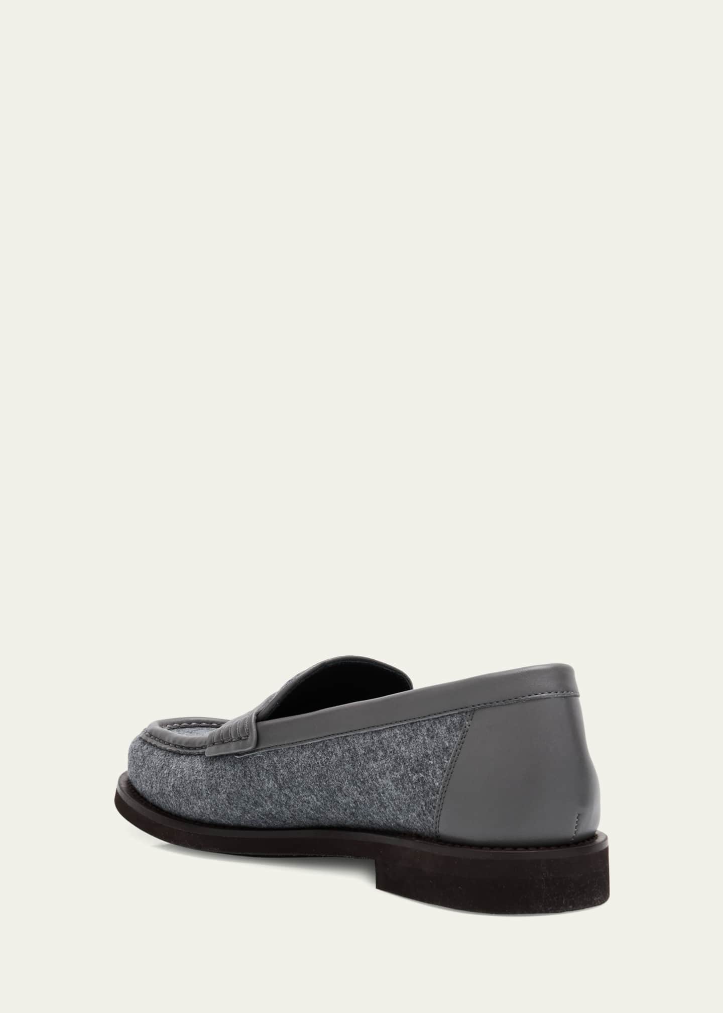 Brunello Cucinelli Wool Monili Leather Penny Loafers Image 4 of 6