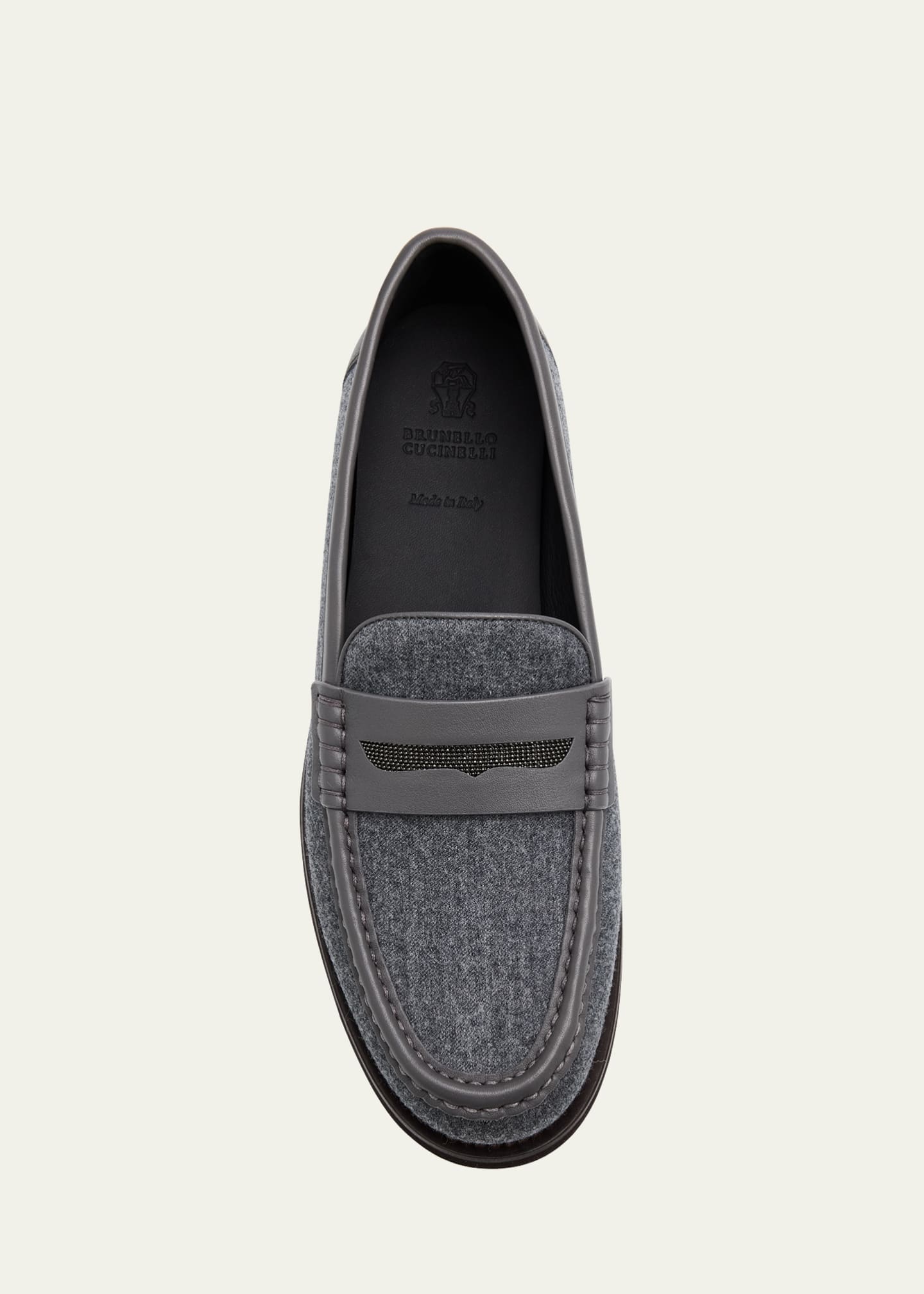 Brunello Cucinelli Wool Monili Leather Penny Loafers Image 6 of 6