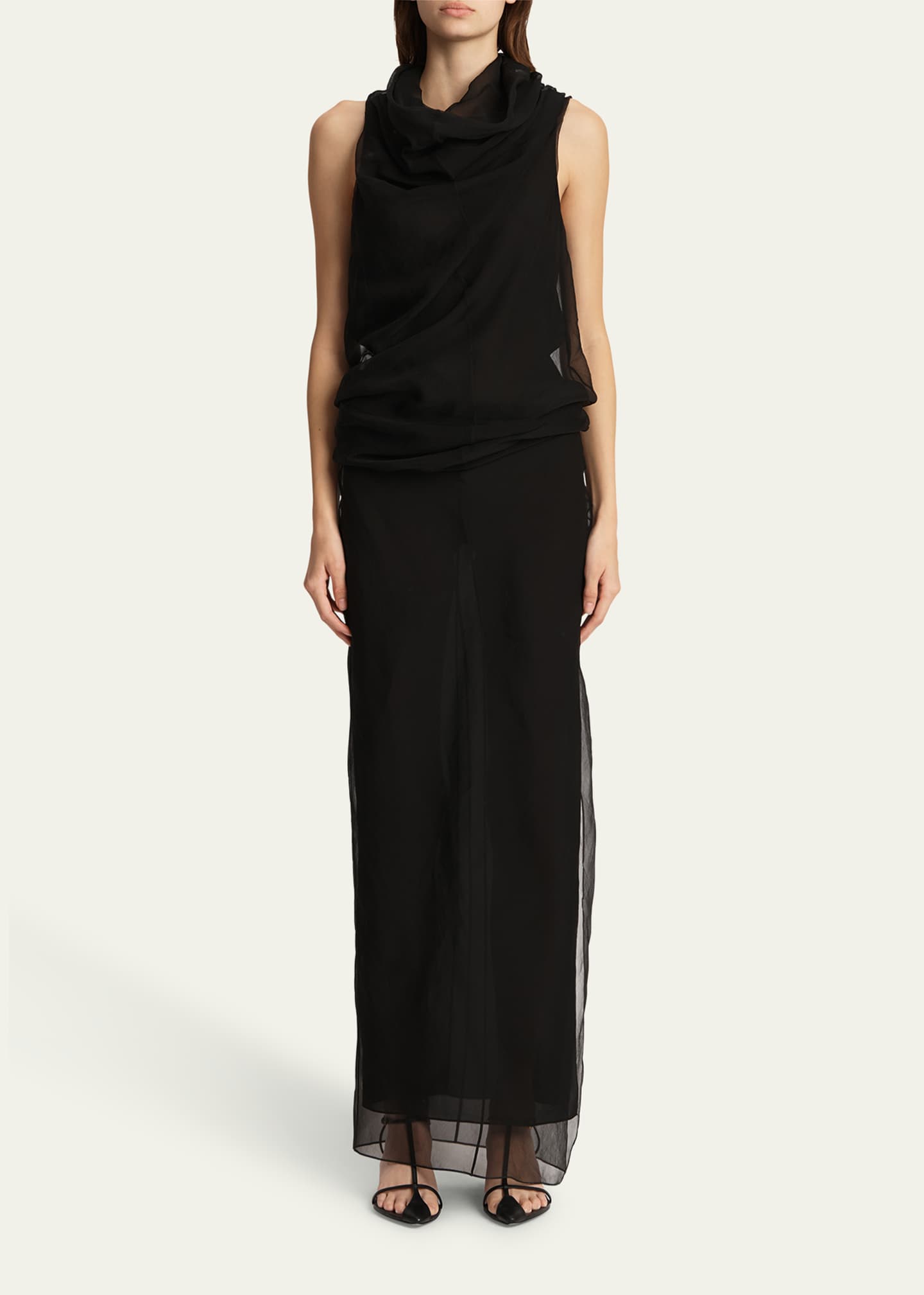 Khaite Jeanty Long Silk Gauze Dress Image 4 of 5