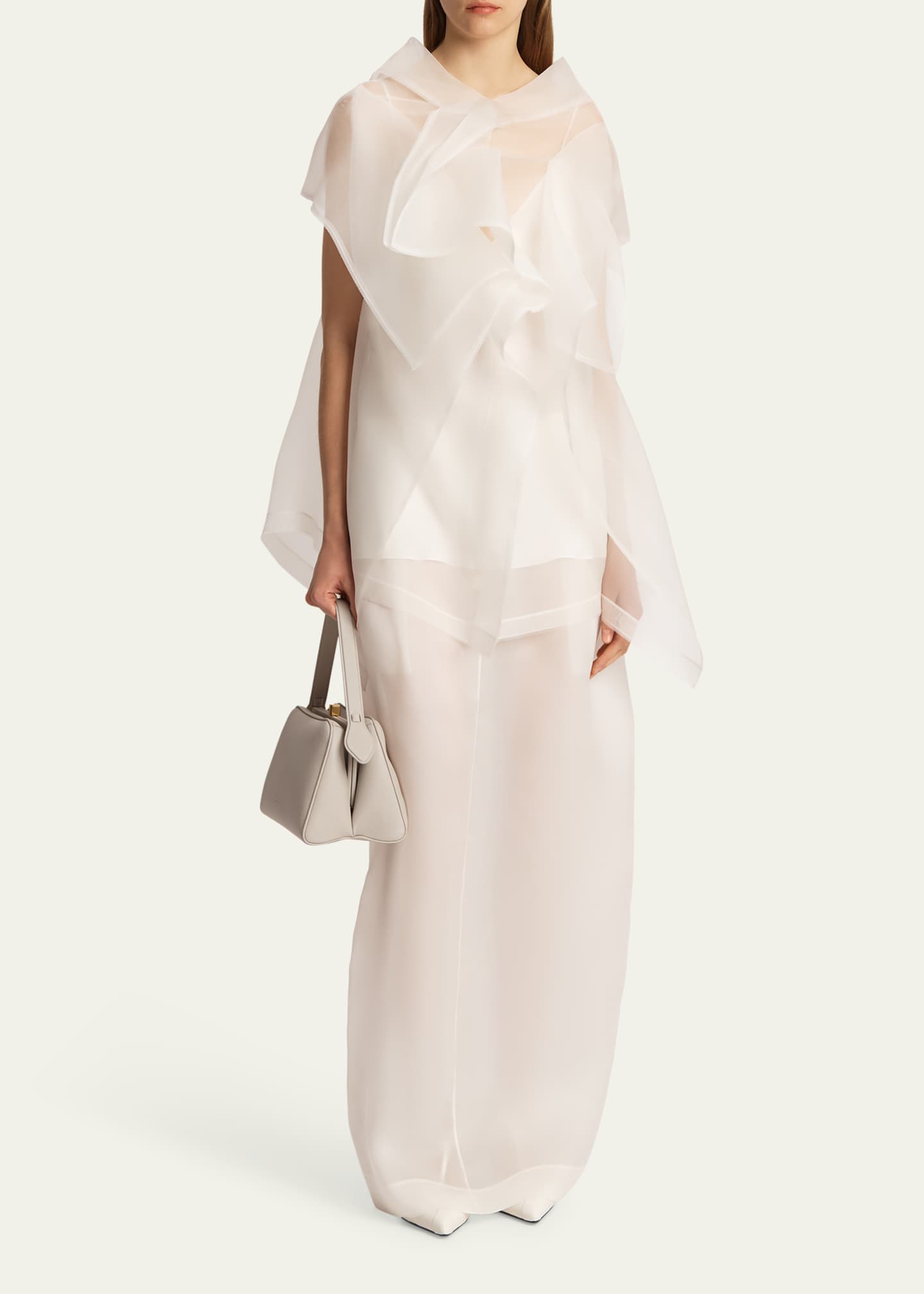 Khaite Santana Oversized Ruffle Silk Organza Top Image 2 of 5