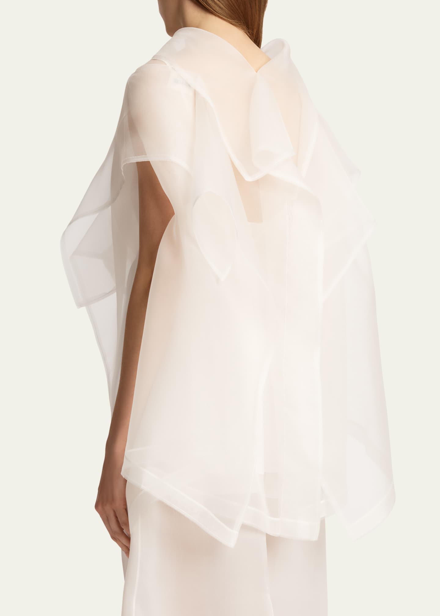 Khaite Santana Oversized Ruffle Silk Organza Top Image 3 of 5