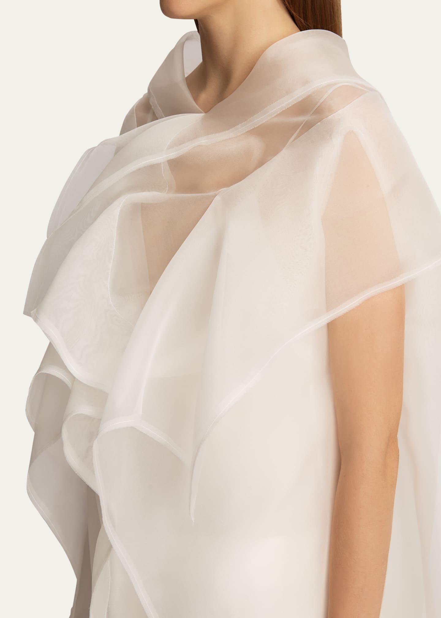 Khaite Santana Oversized Ruffle Silk Organza Top Image 5 of 5