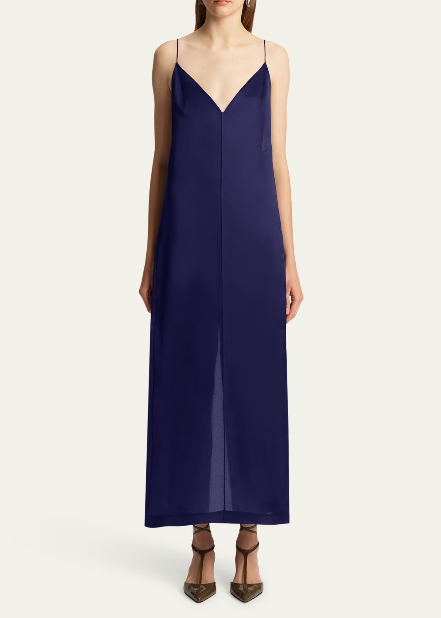 Khaite Tulula V-Neck Silk Slipdress Image 2 of 5